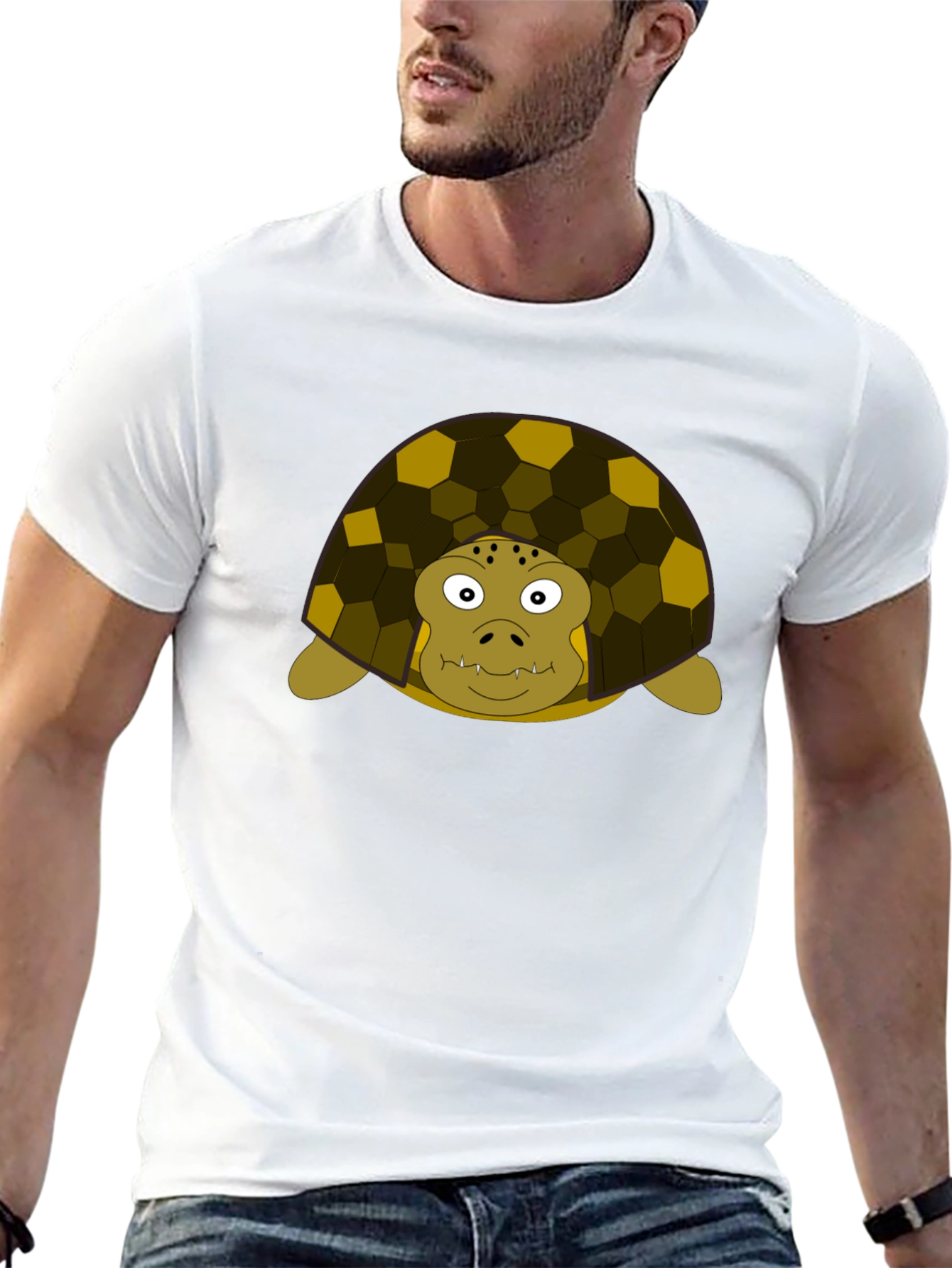 Black Cartoon Turtle Graphic Tee - Unisex Crew Neck T-Shirt view 13