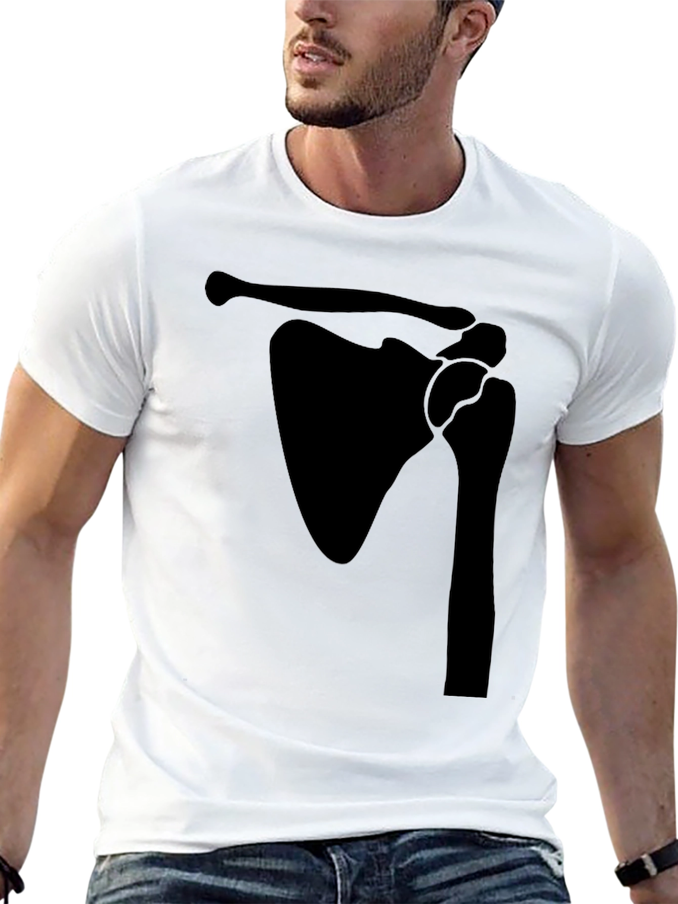 Black Shoulder Anatomy Print Black T-Shirt view 13