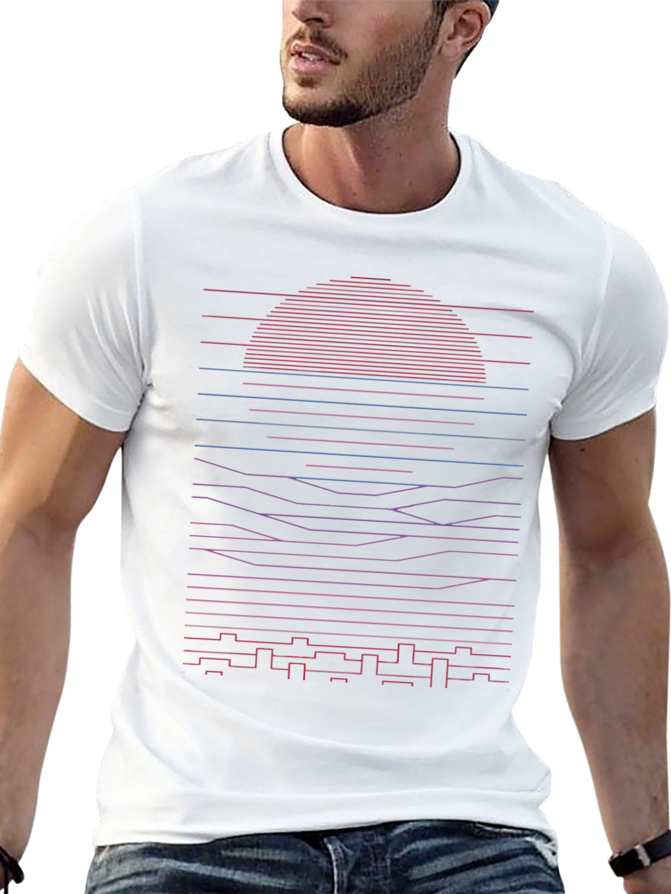 Black Retro Sunset T-Shirt - Synthwave Graphic Tee view 13