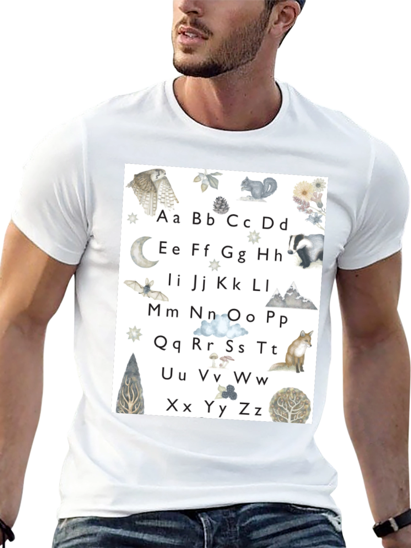 Black Alphabet Animal Black T-Shirt view 13
