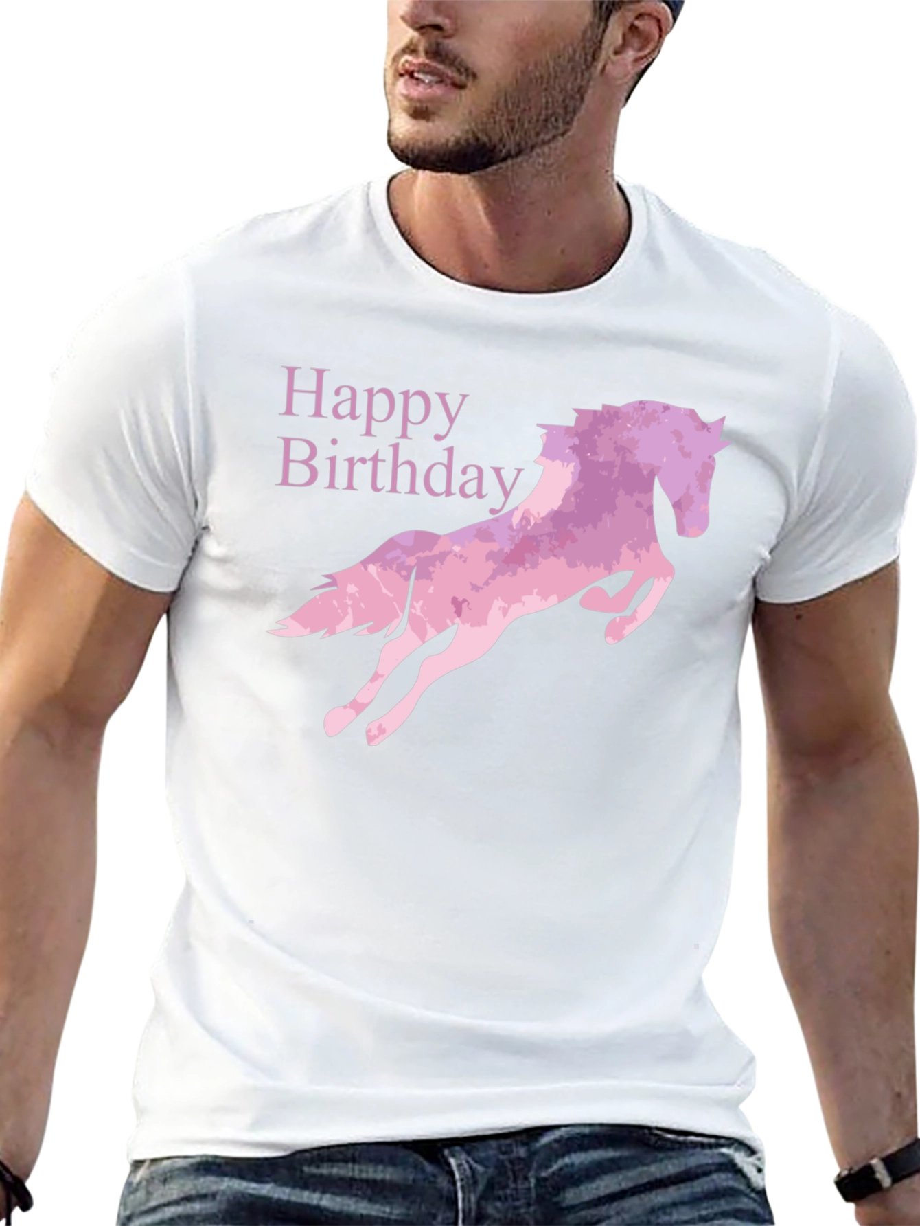 Black Happy Birthday Horse Graphic T-Shirt - Black view 13