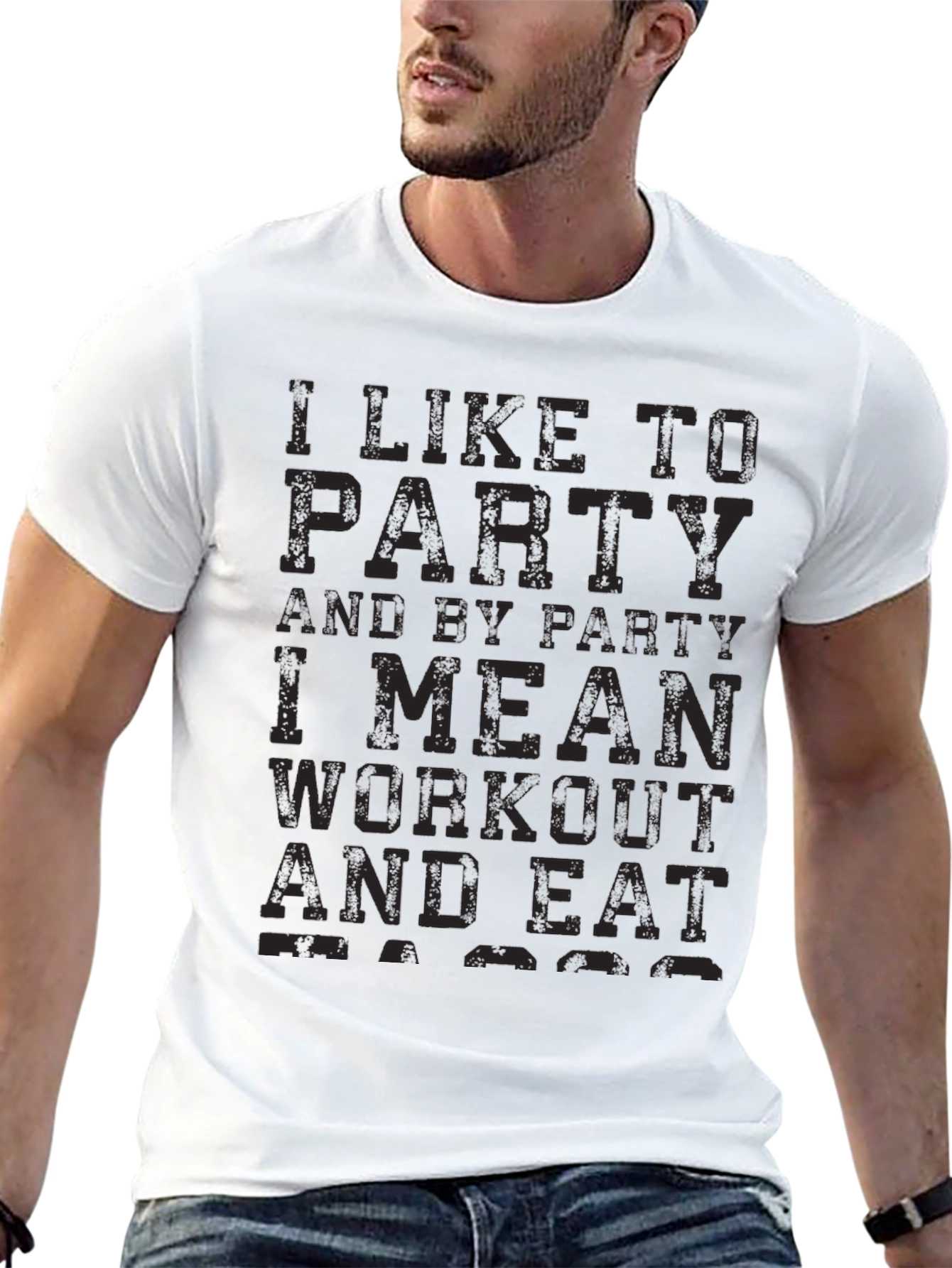Black Funny Workout Black T-Shirt: Party to Workout view 13