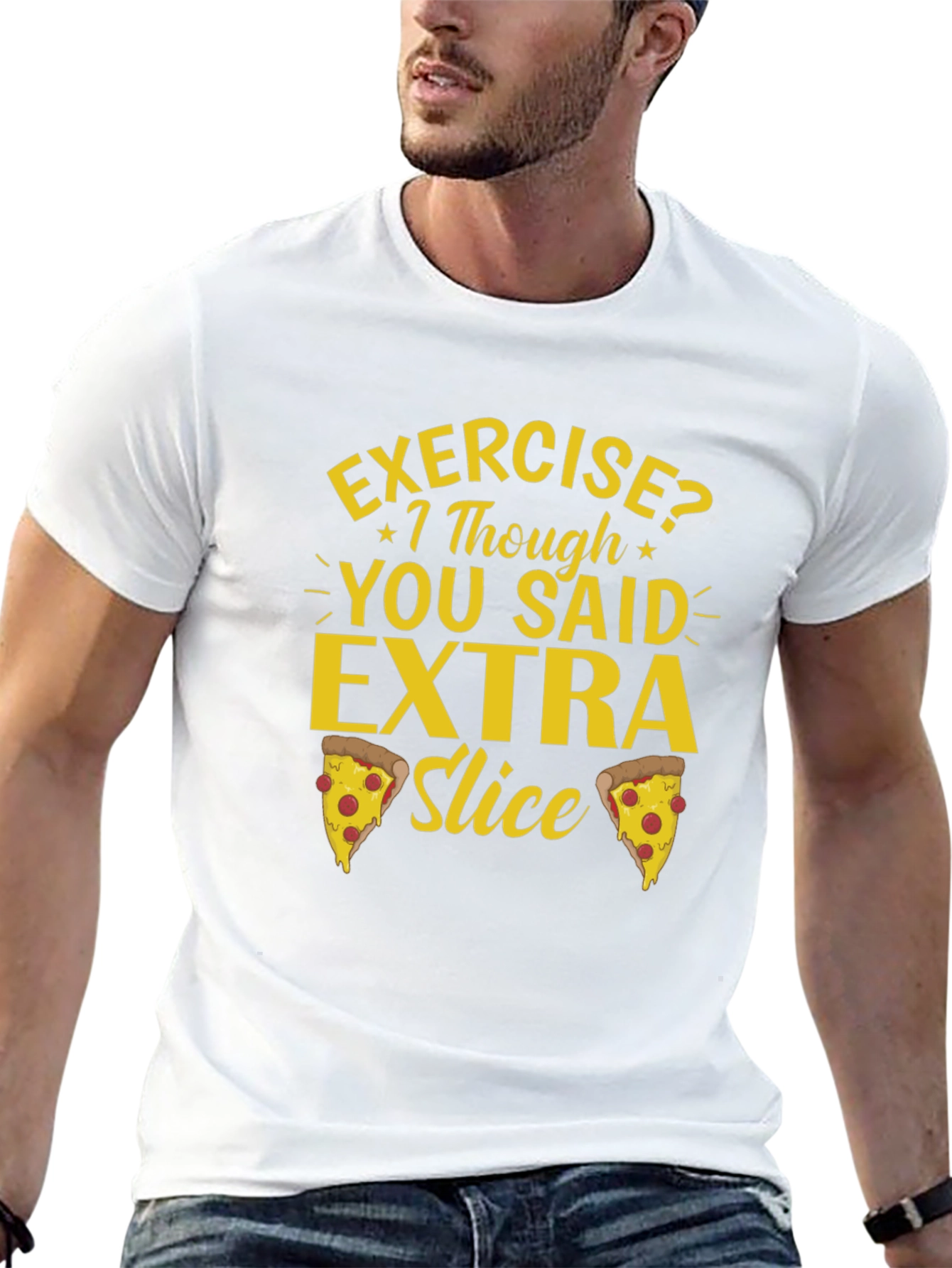 Black Funny Pizza Lover T-Shirt - Extra Slice Design view 13