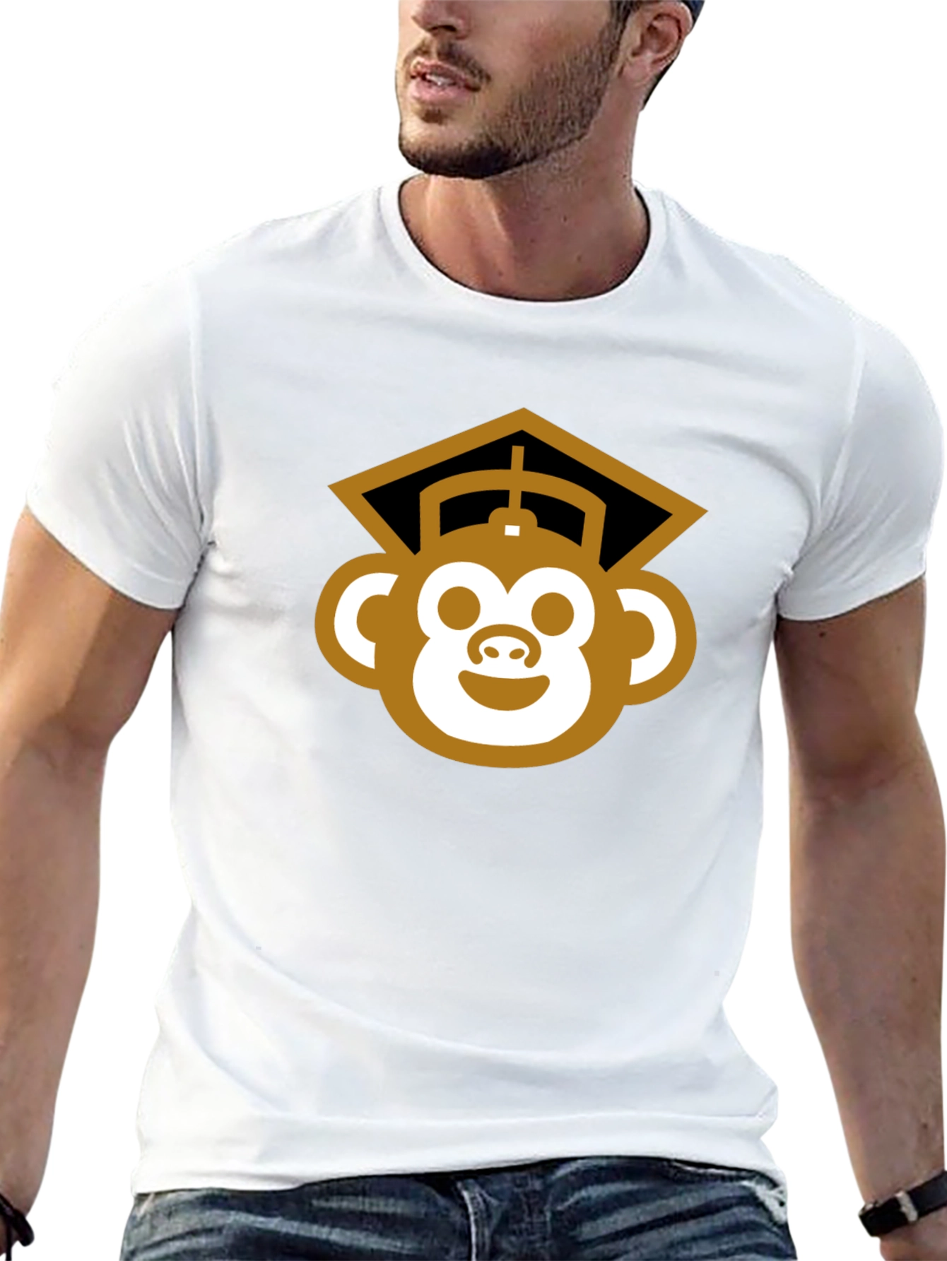 Black Graduation Monkey Tee - Black Cotton Blend T-Shirt view 13