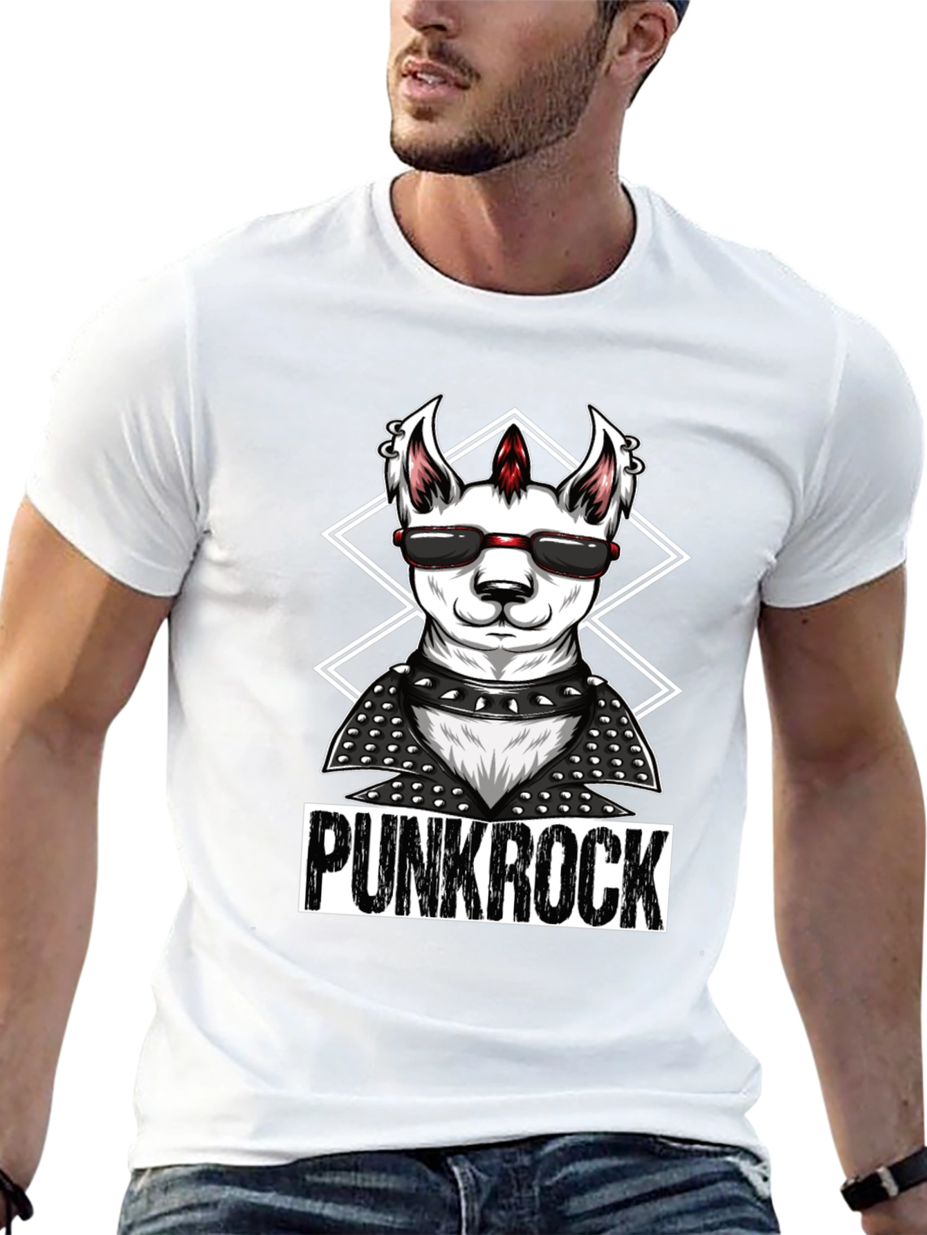 Black Punk Rock Llama T-Shirt - Cool & Edgy Design view 13