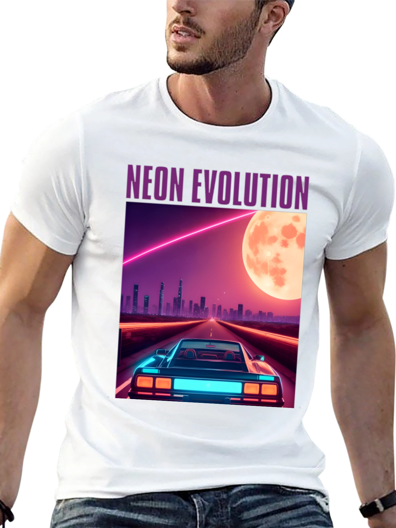 Black Neon Evolution Car Graphic Tee - Retro Style view 13