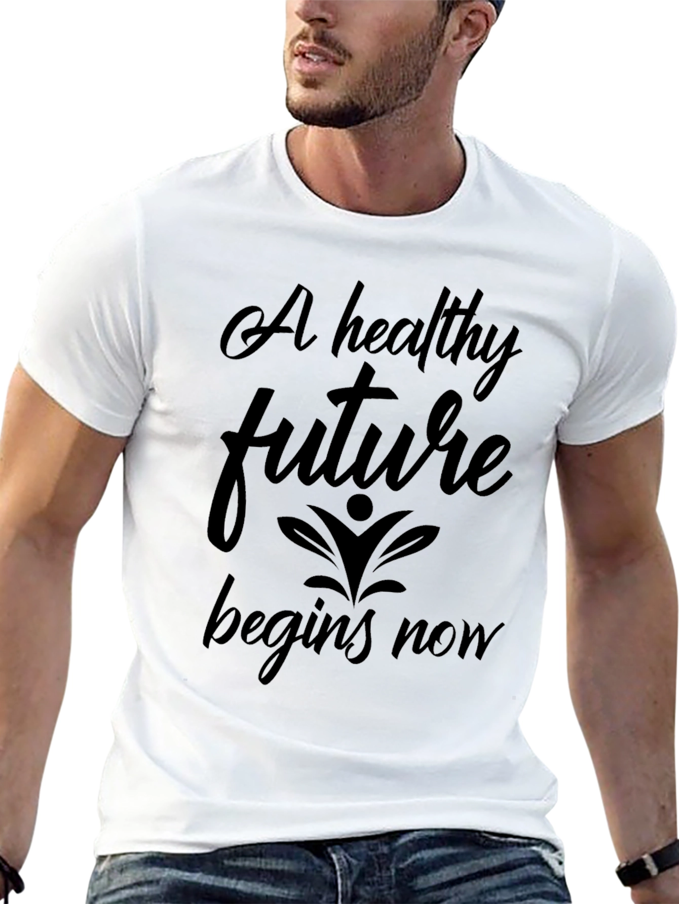 Black Healthy Future Begins Now Black Graphic Tee view 13