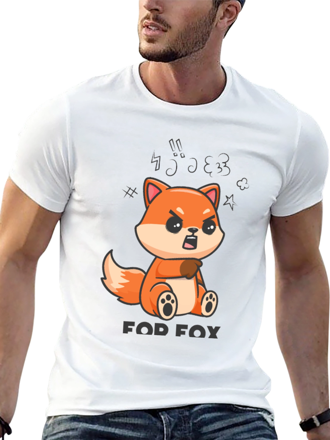 Black FOD FOX T-Shirt - Angry Fox Cartoon Tee view 13