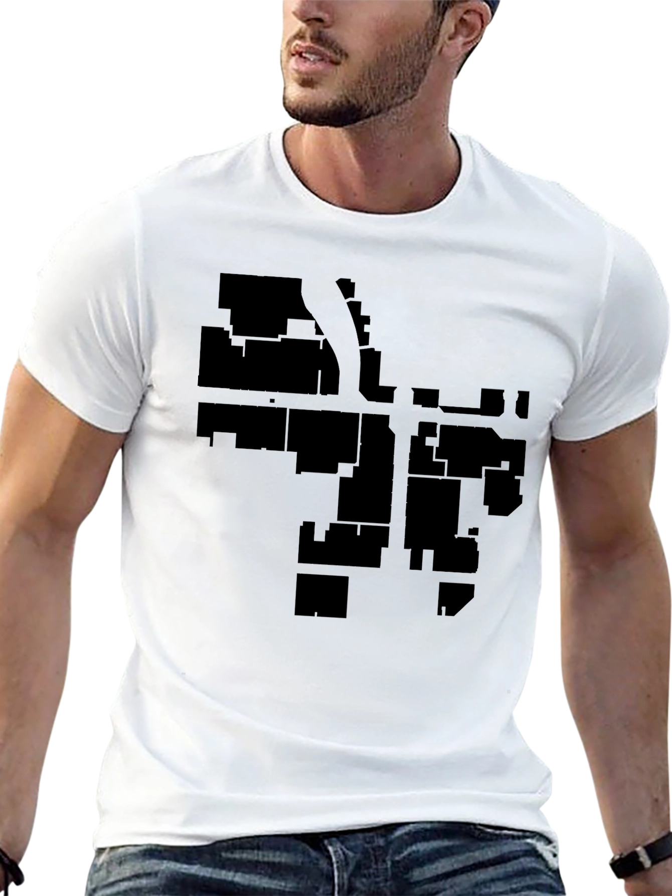 Black Urban Grid Black T-Shirt - Cityscape Style view 13