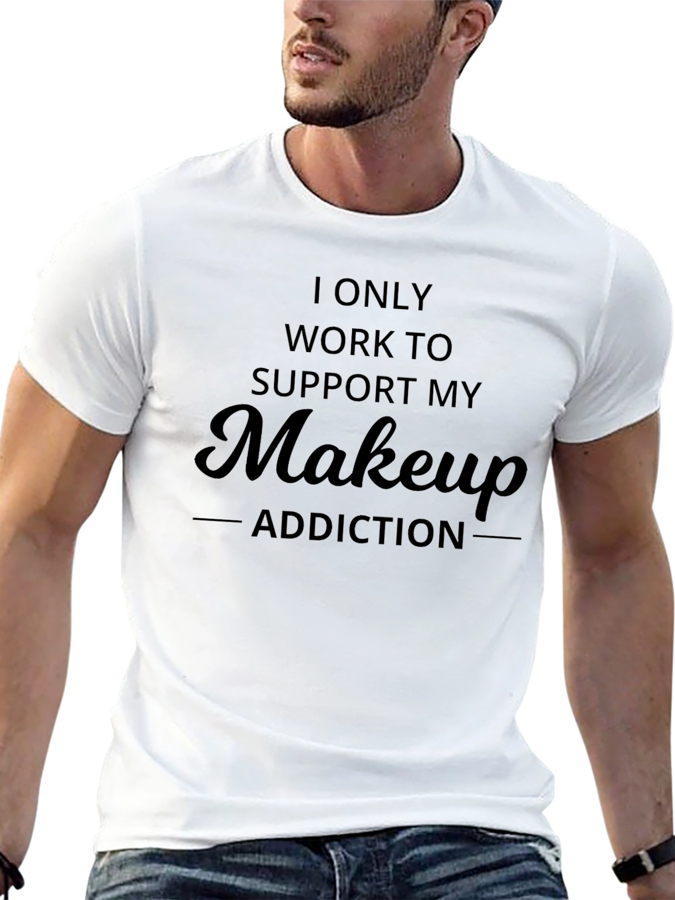Black Makeup Addiction T-Shirt - Work to Support Makeup view 13