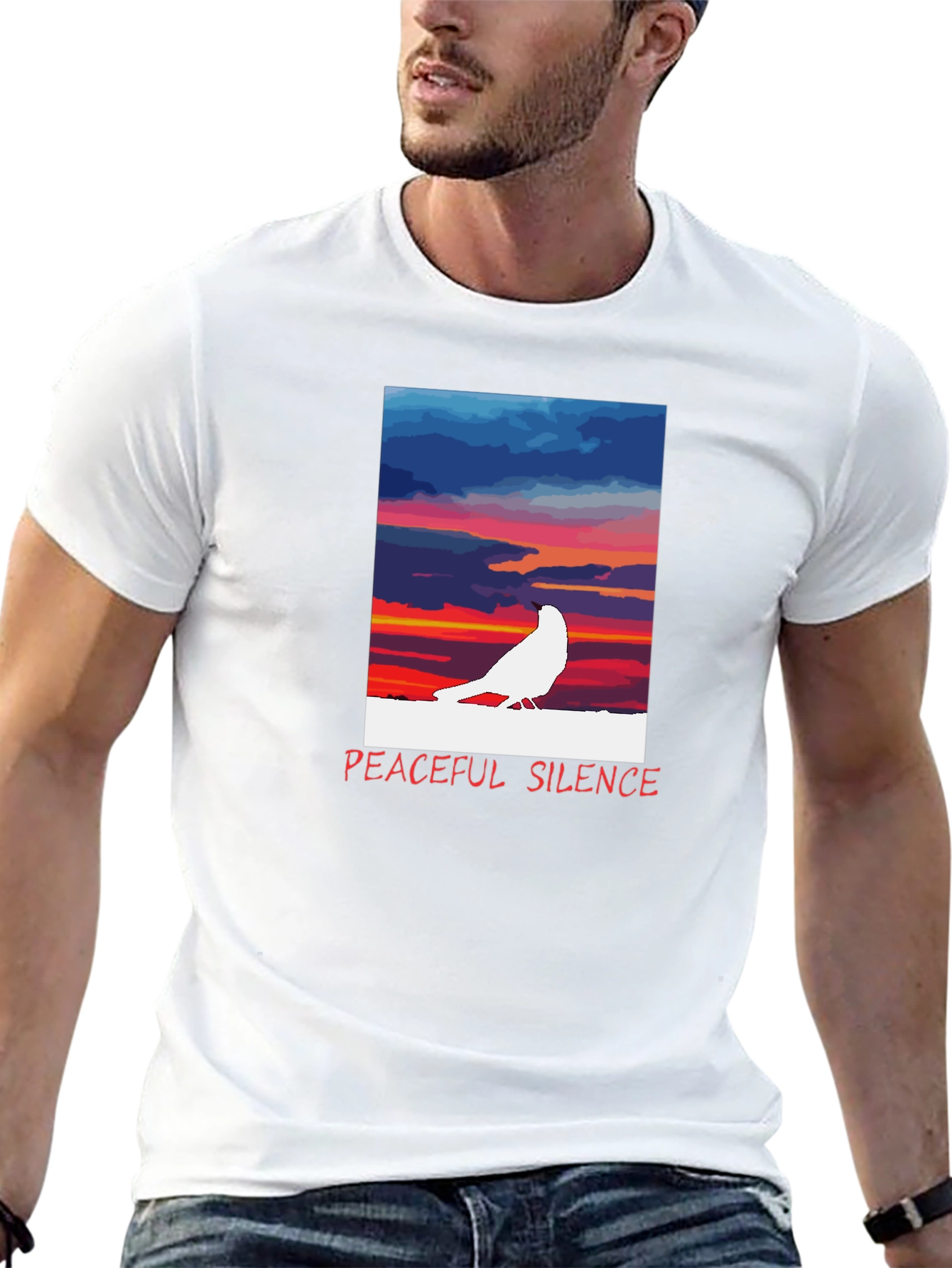 Black Peaceful Silence Graphic T-Shirt view 13