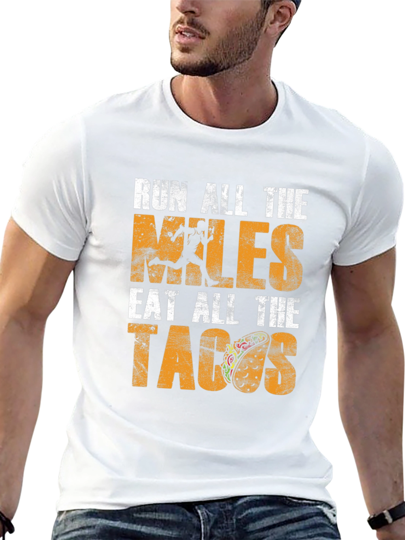 Black Run All The Miles Eat All The Tacos Black T-Shirt view 13