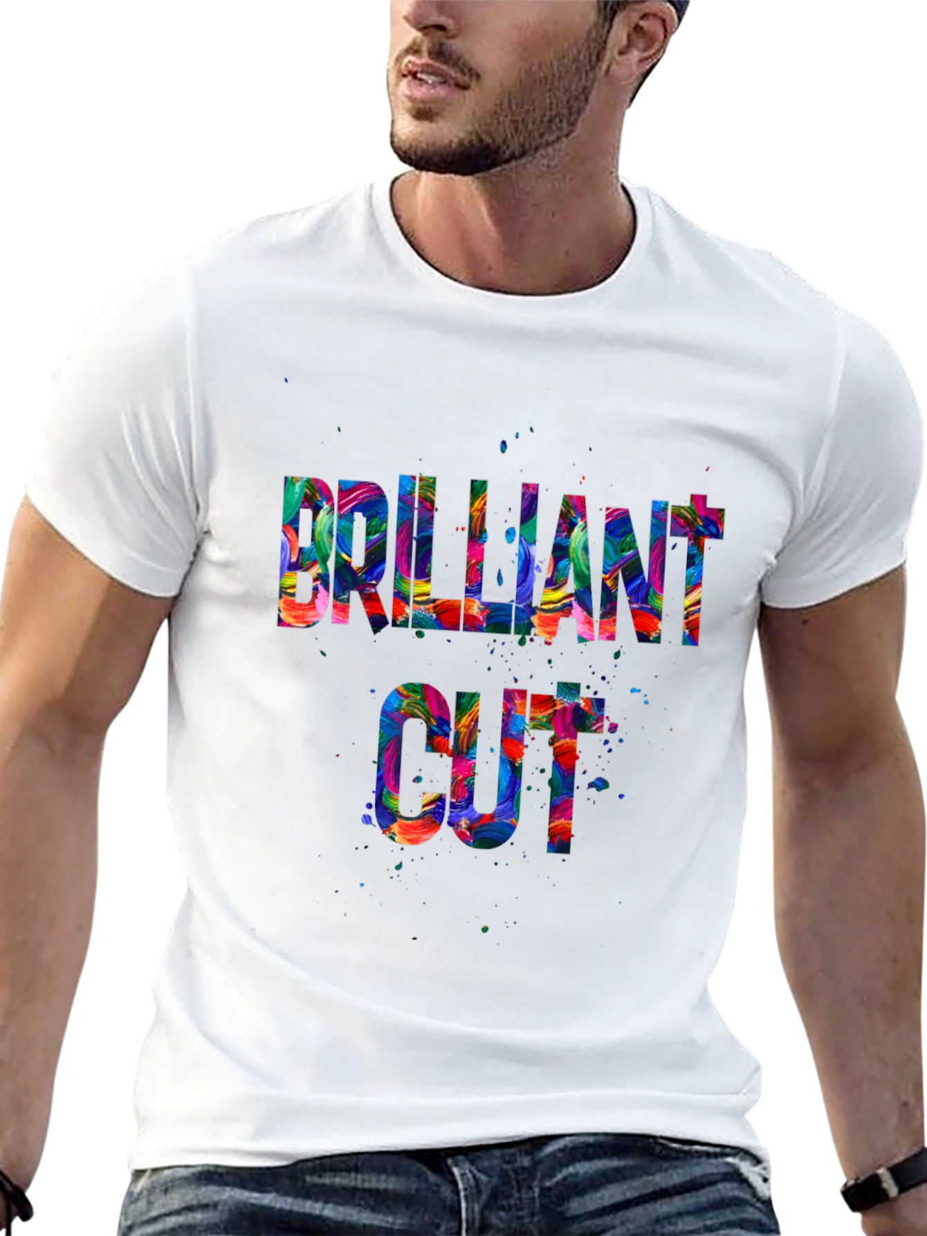 Black Brilliant Cut Graphic T-Shirt - Colorful Design view 13