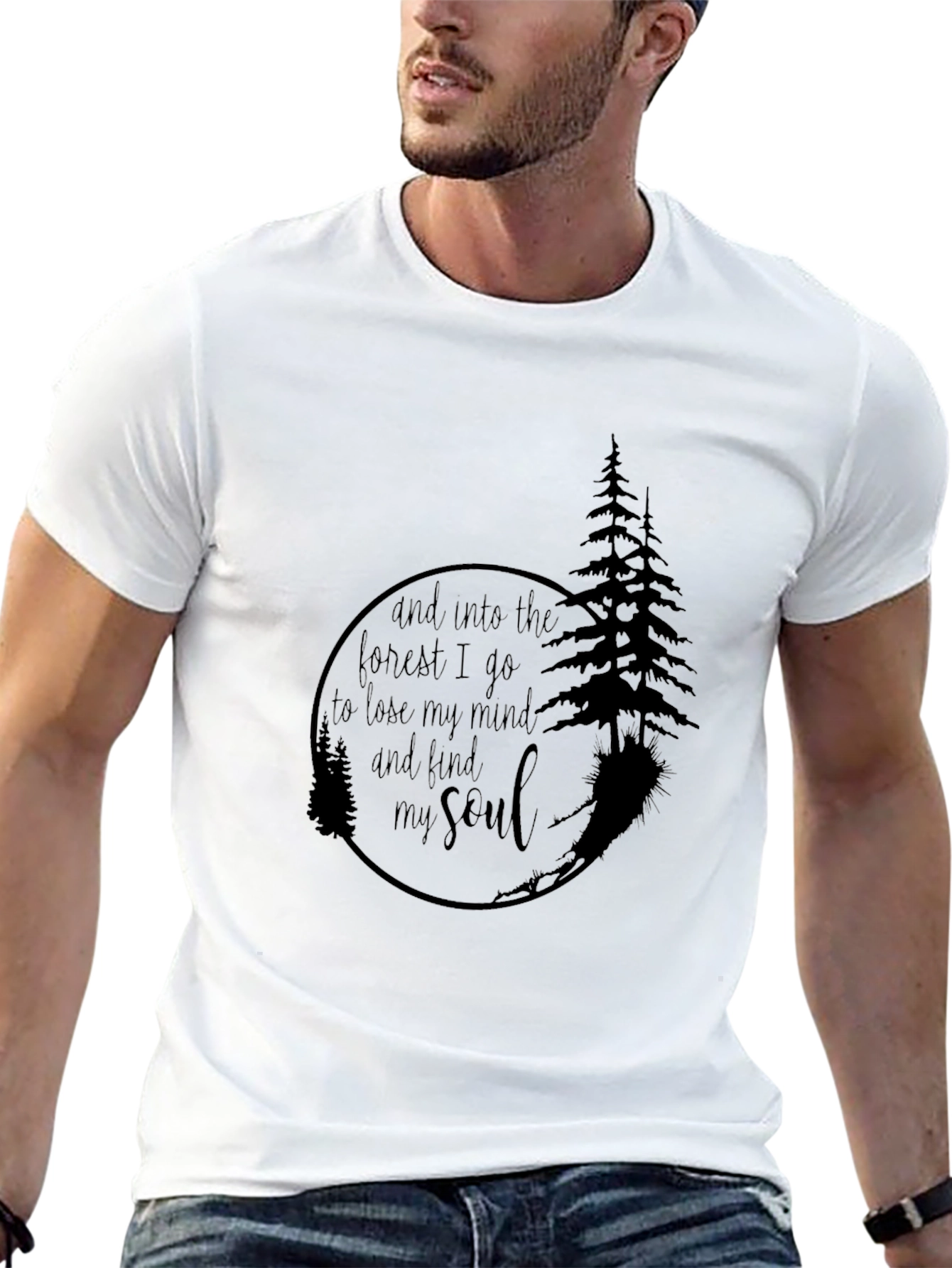 Black Into the Forest Graphic Tee - Unisex Black T-Shirt view 13