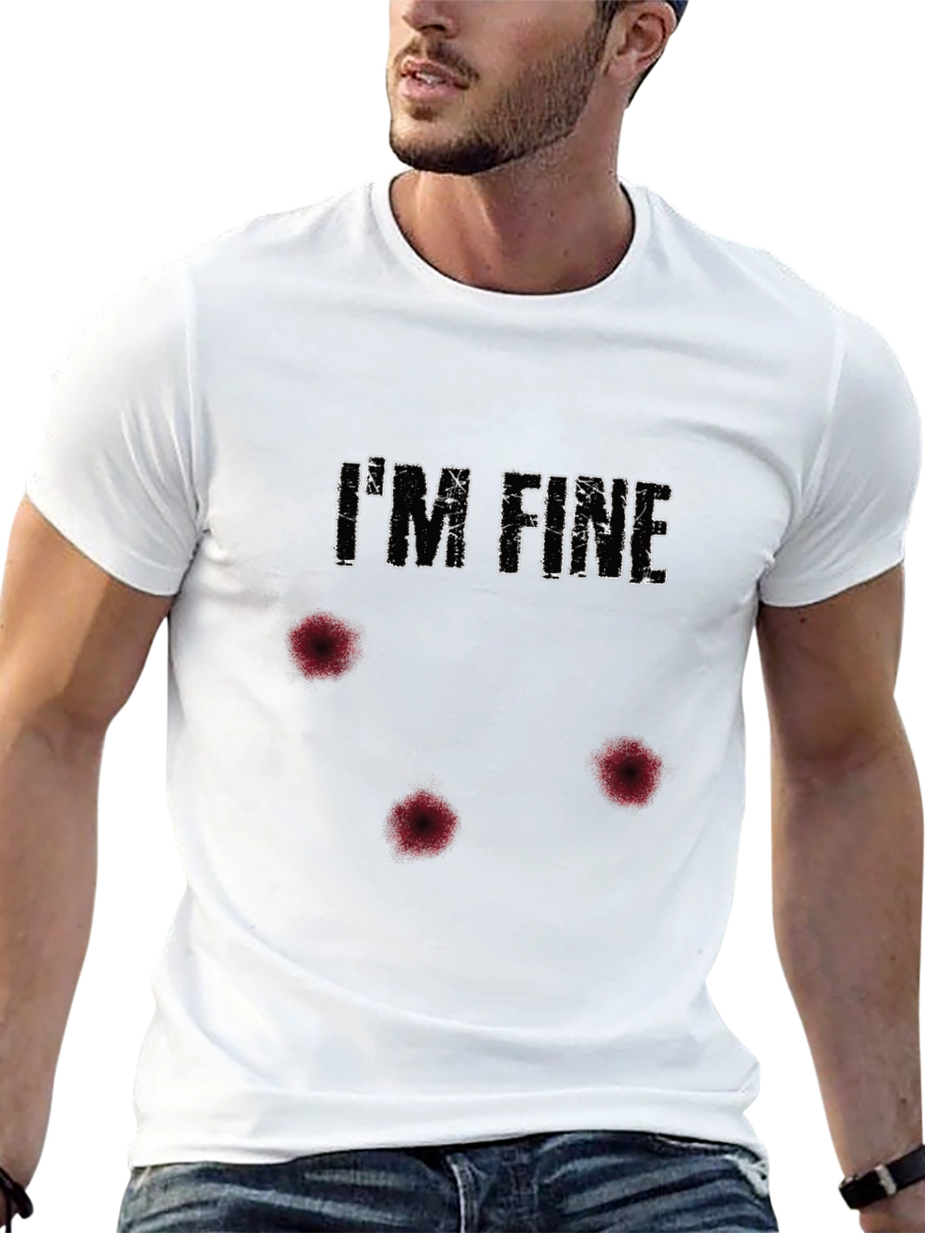 Black I'm Fine Funny Graphic T-Shirt - Humor Tee view 13