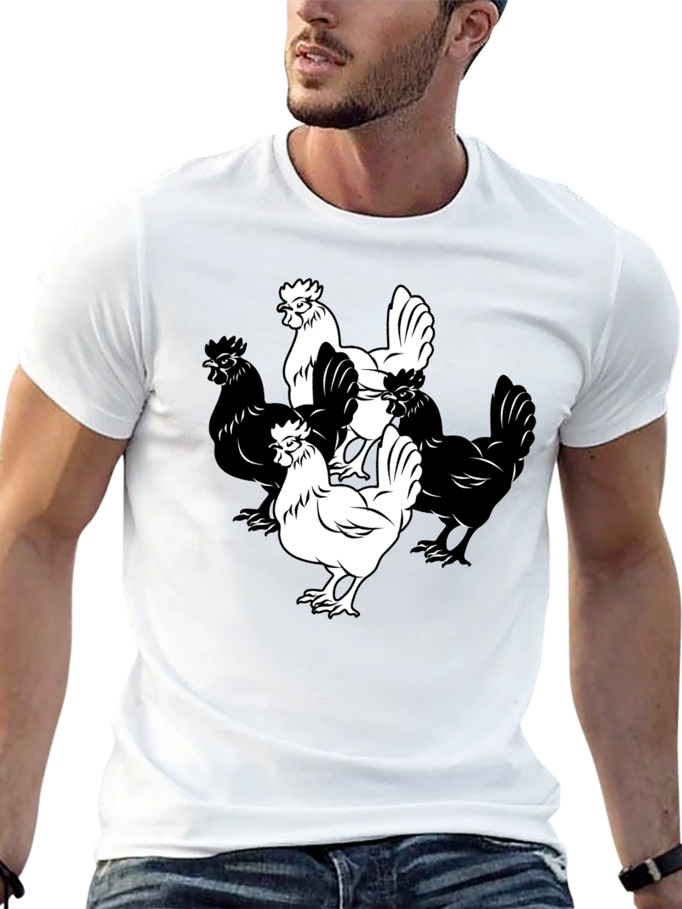 Black Chicken Graphic T-Shirt - Black Cotton Tee view 13