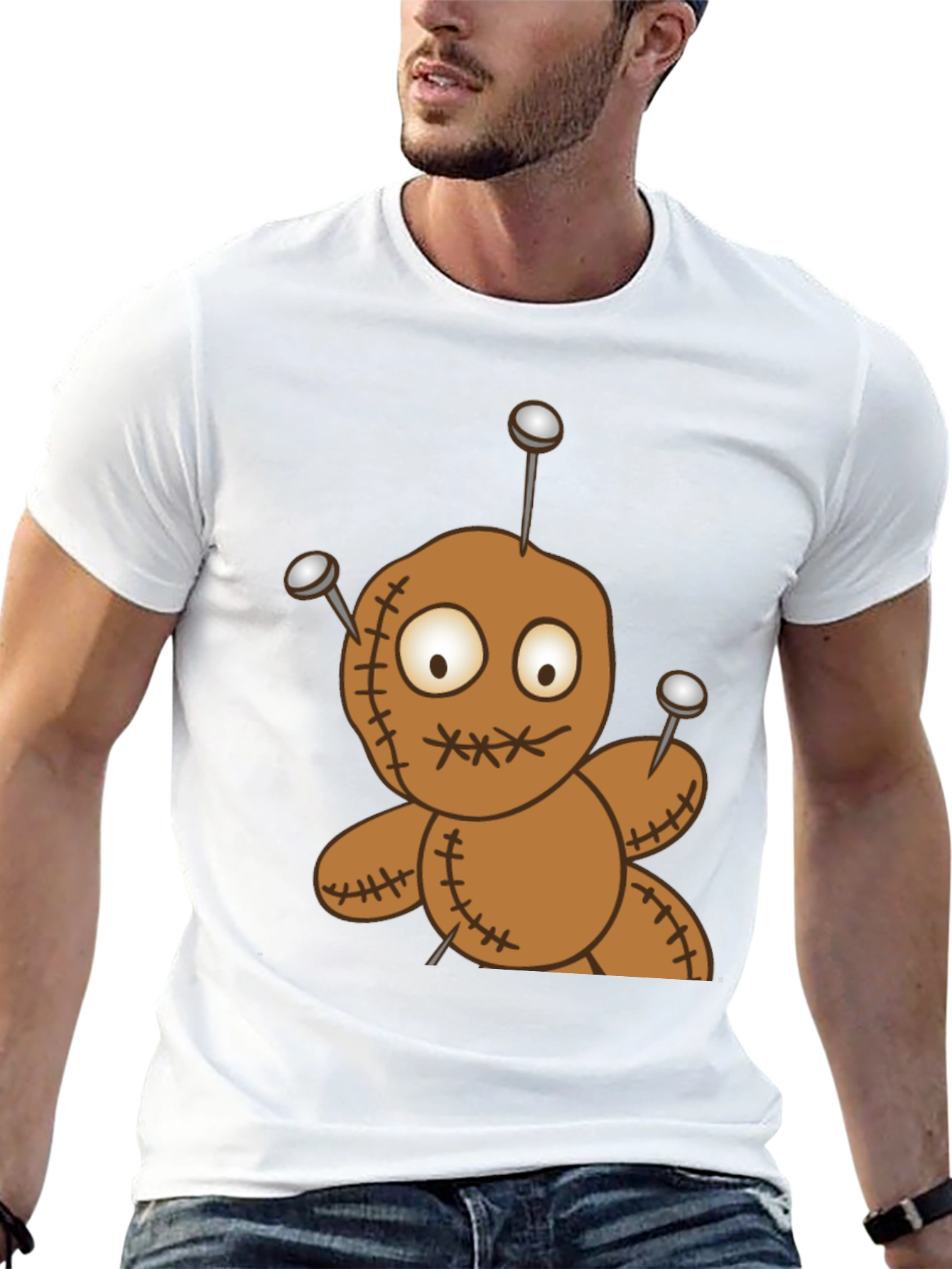 Black Voodoo Doll Graphic Tee - Black Cotton T-Shirt view 13