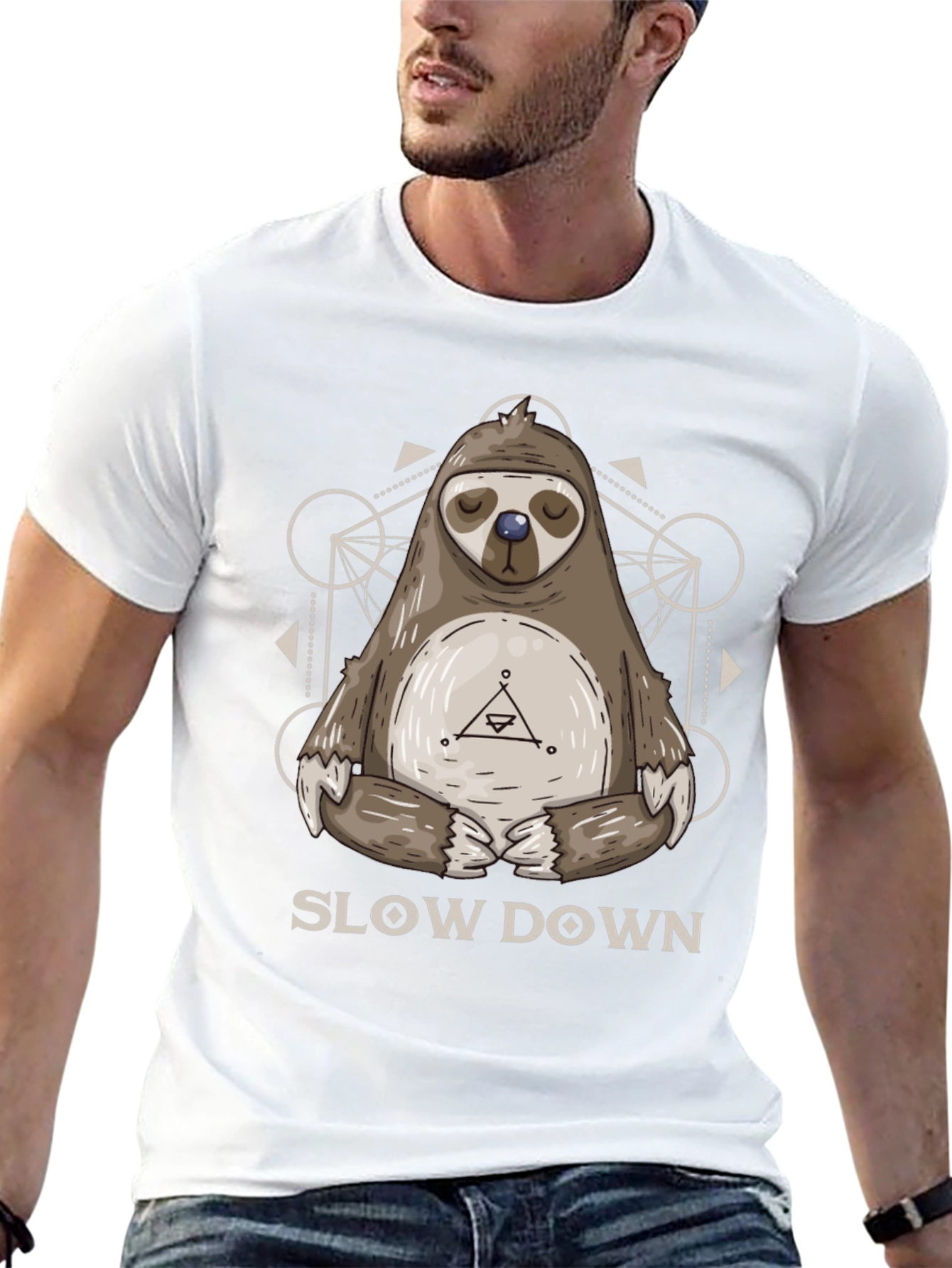 Black Relaxed Sloth Graphic Tee - Slow Down Shirt view 13