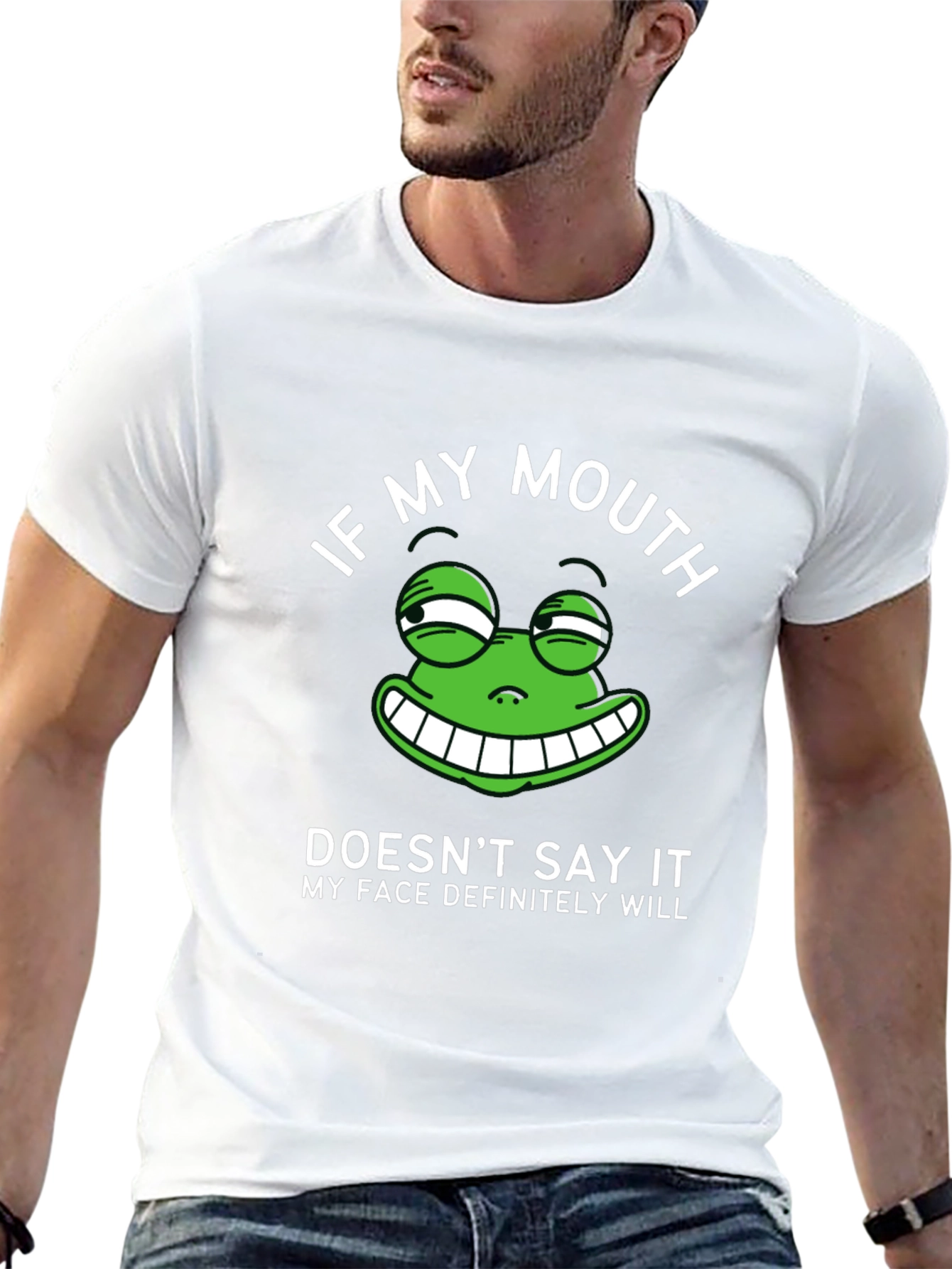 Black Funny Graphic T-Shirt: If My Mouth Doesn't Say It, My Face Will view 13