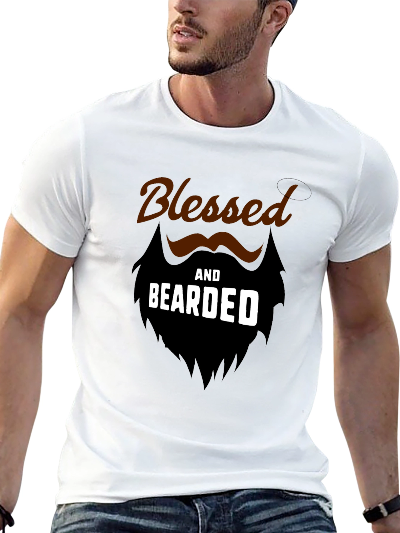 Black Blessed and Bearded Black Graphic T-Shirt view 13
