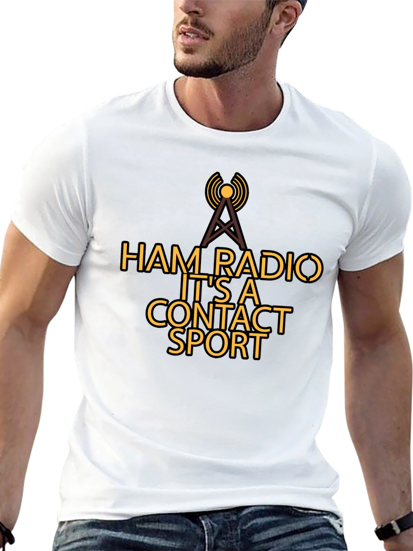 Black Ham Radio Contact Sport T-Shirt view 13