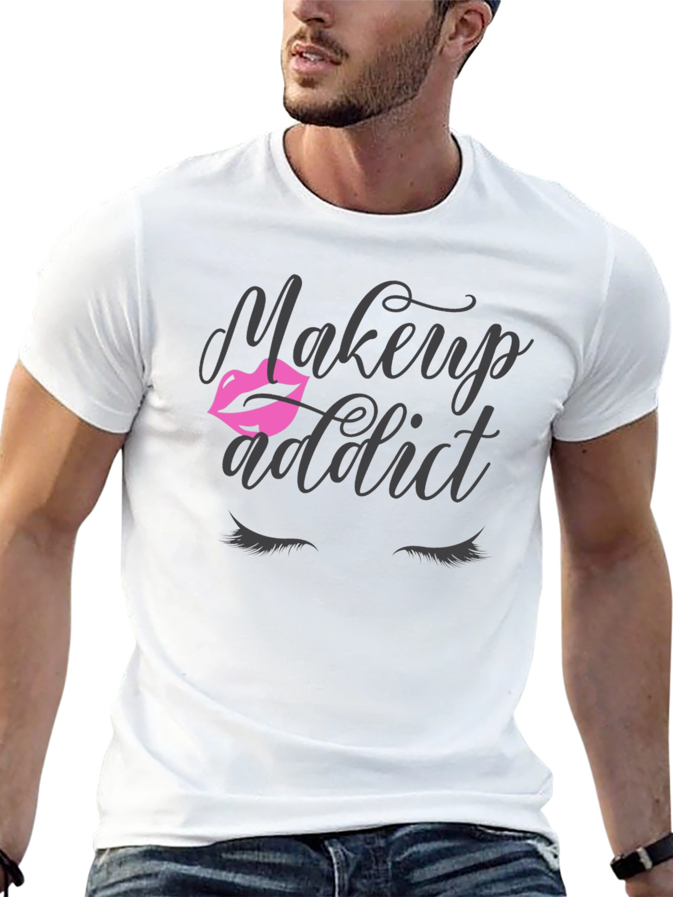 Black Makeup Addict Graphic T-Shirt view 13
