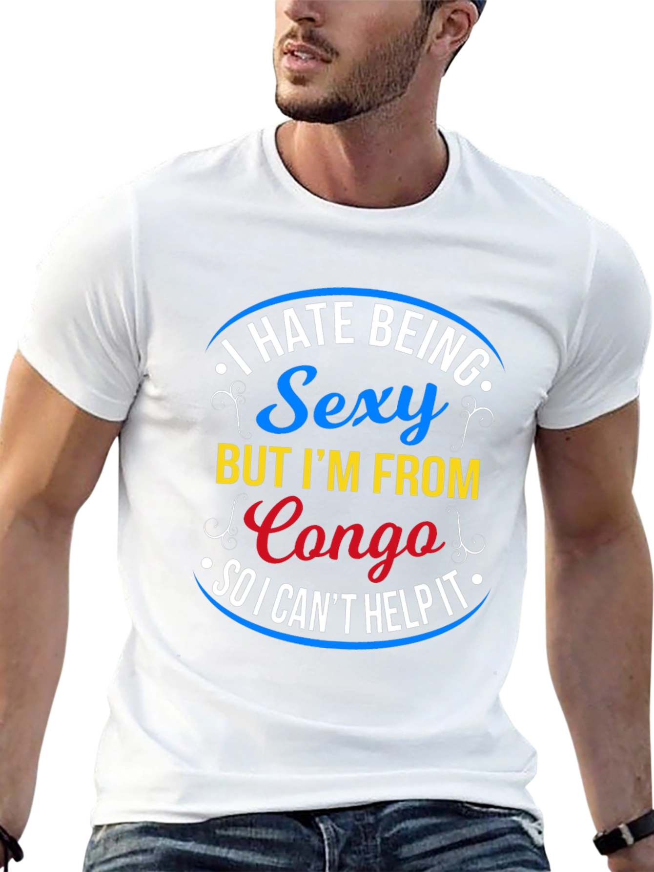 Black I Hate Being Sexy Congo T-Shirt - Novelty Graphic Tee view 13