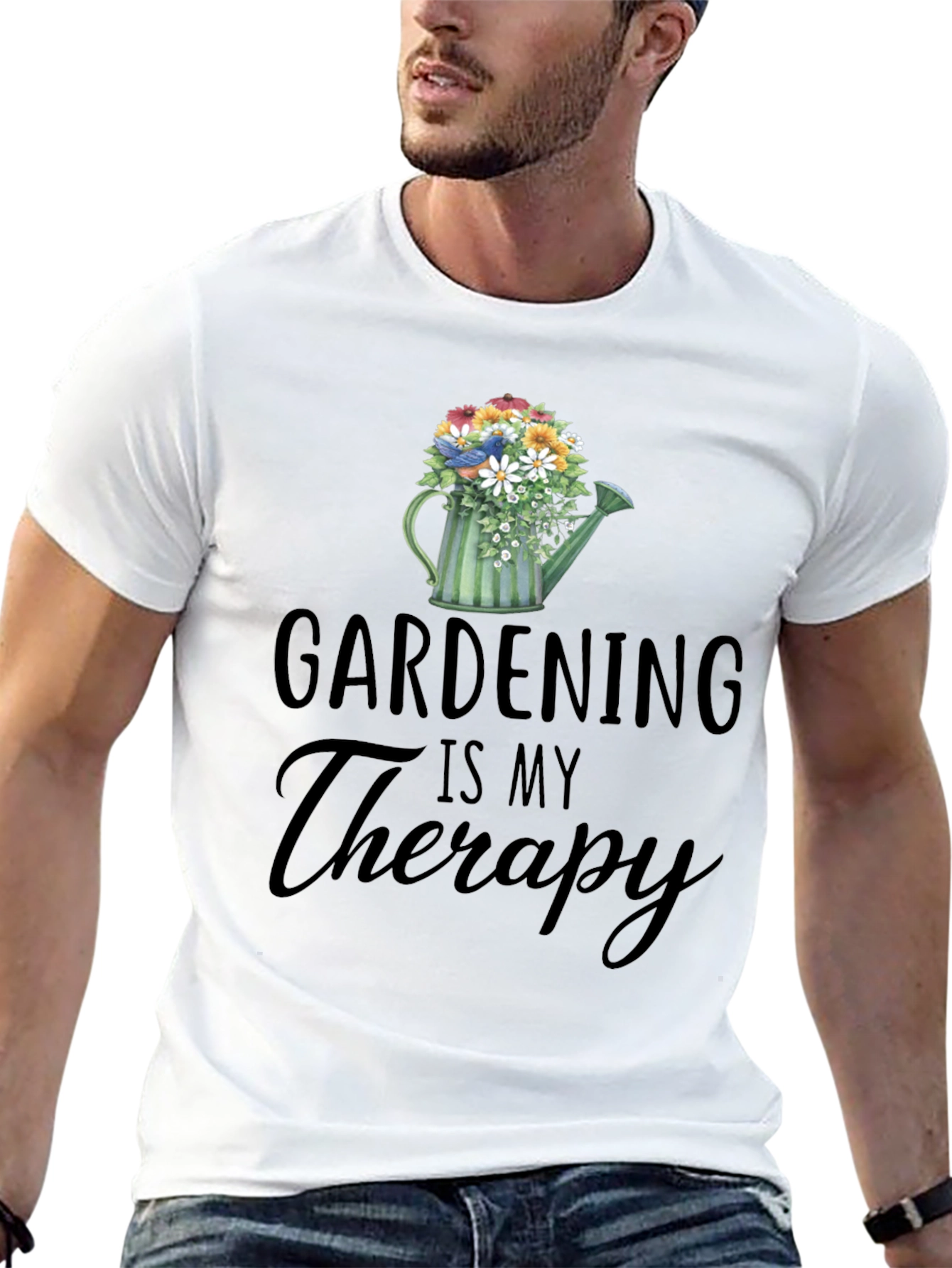 Black Gardening Is My Therapy T-Shirt view 13