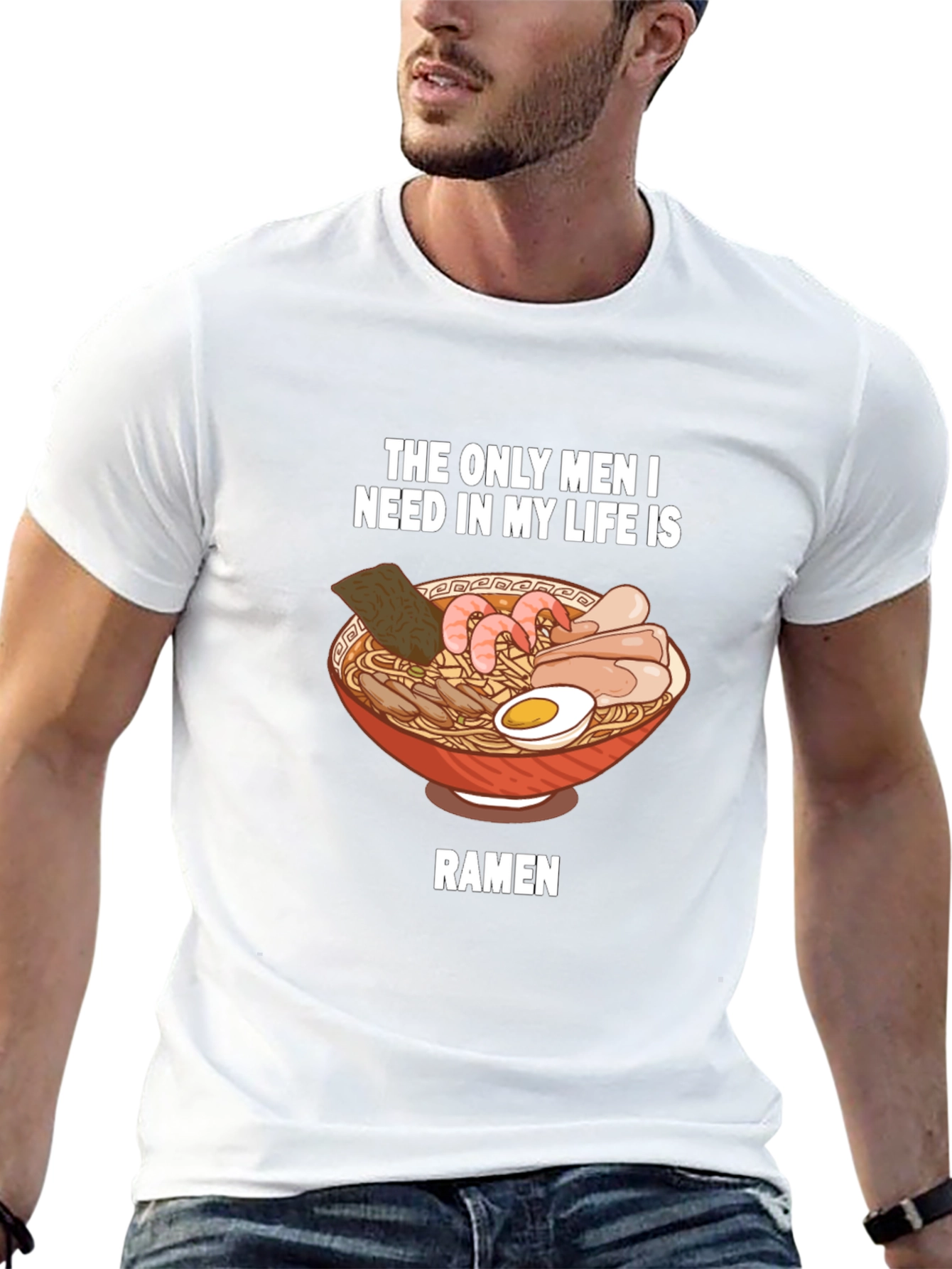 Black Ramen Lover T-Shirt - "The Only Men I Need" Funny Graphic Tee view 13
