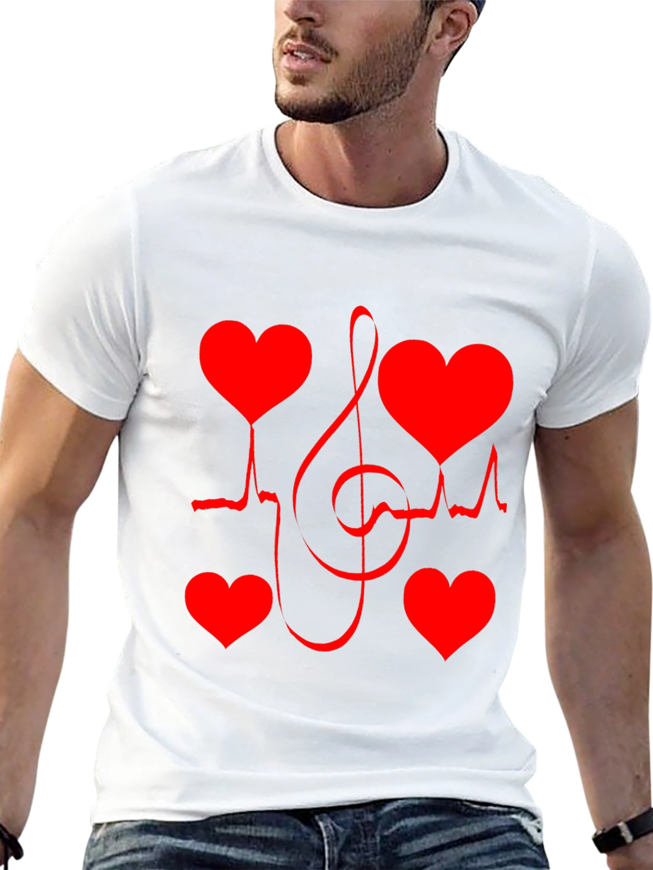 Black Heartbeat Music Note Graphic Tee view 13
