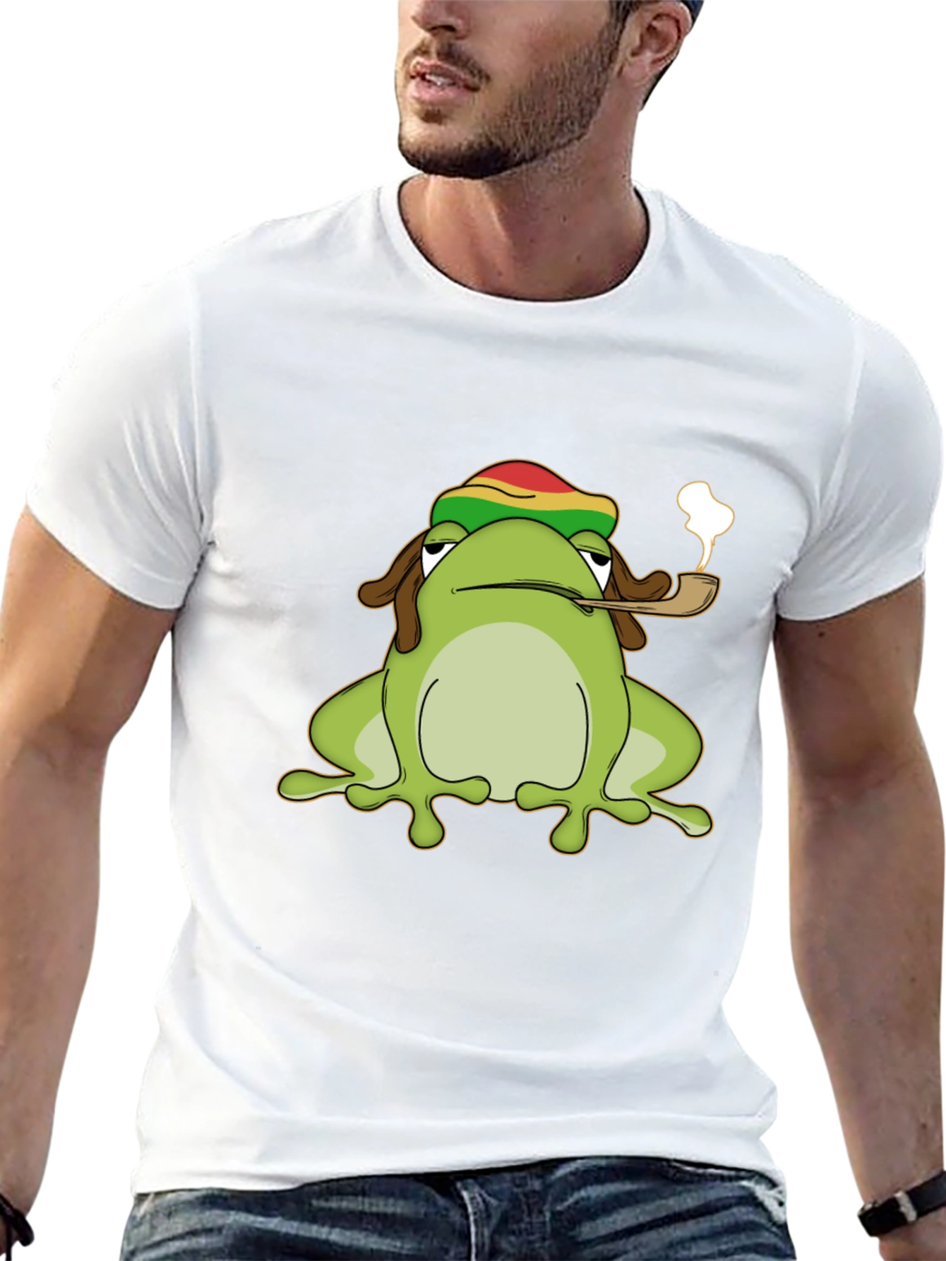 Black Rasta Frog Graphic Tee - Cool Novelty T-Shirt view 13