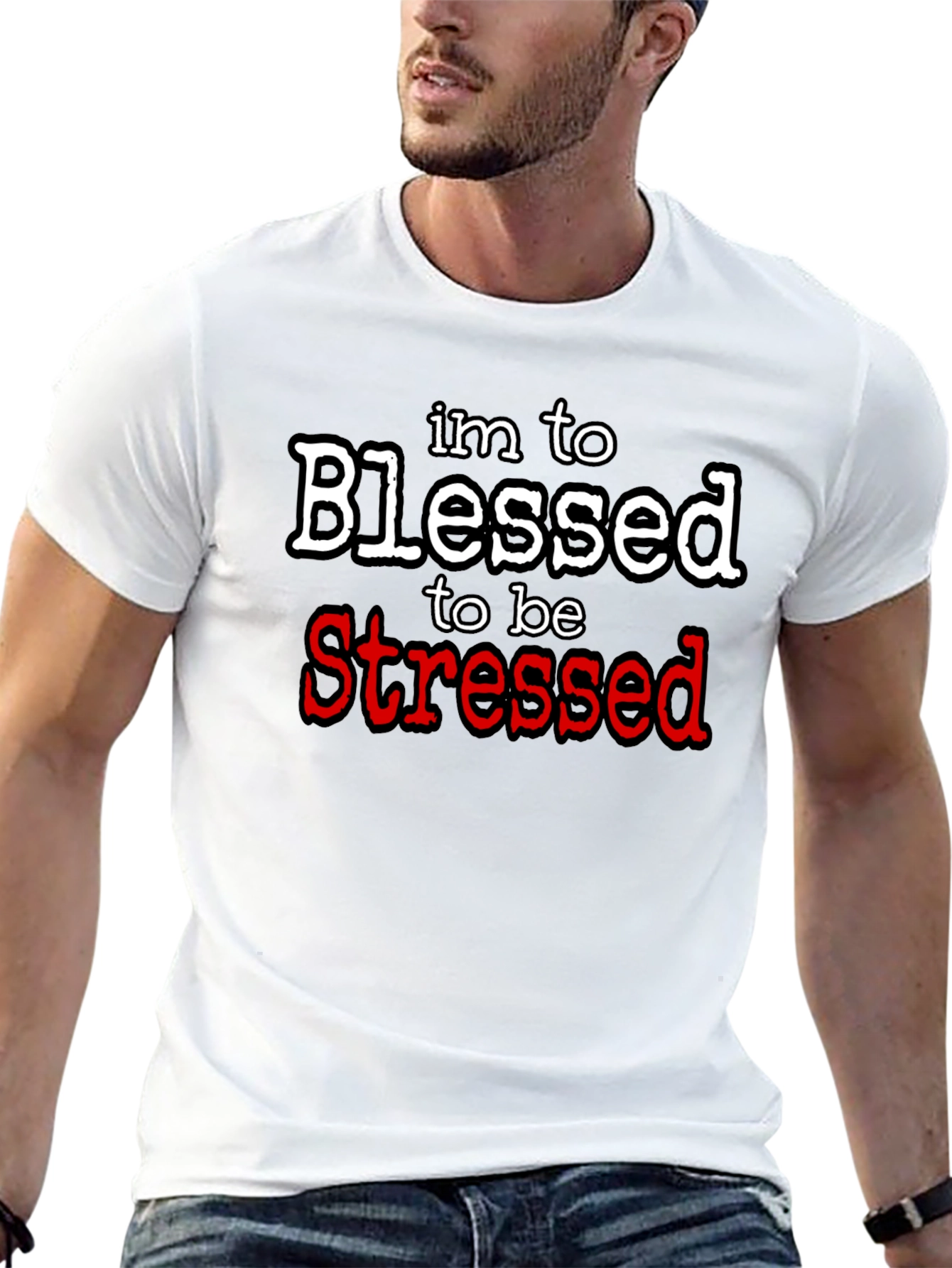 Black Blessed & Stress-Free Graphic Tee view 13