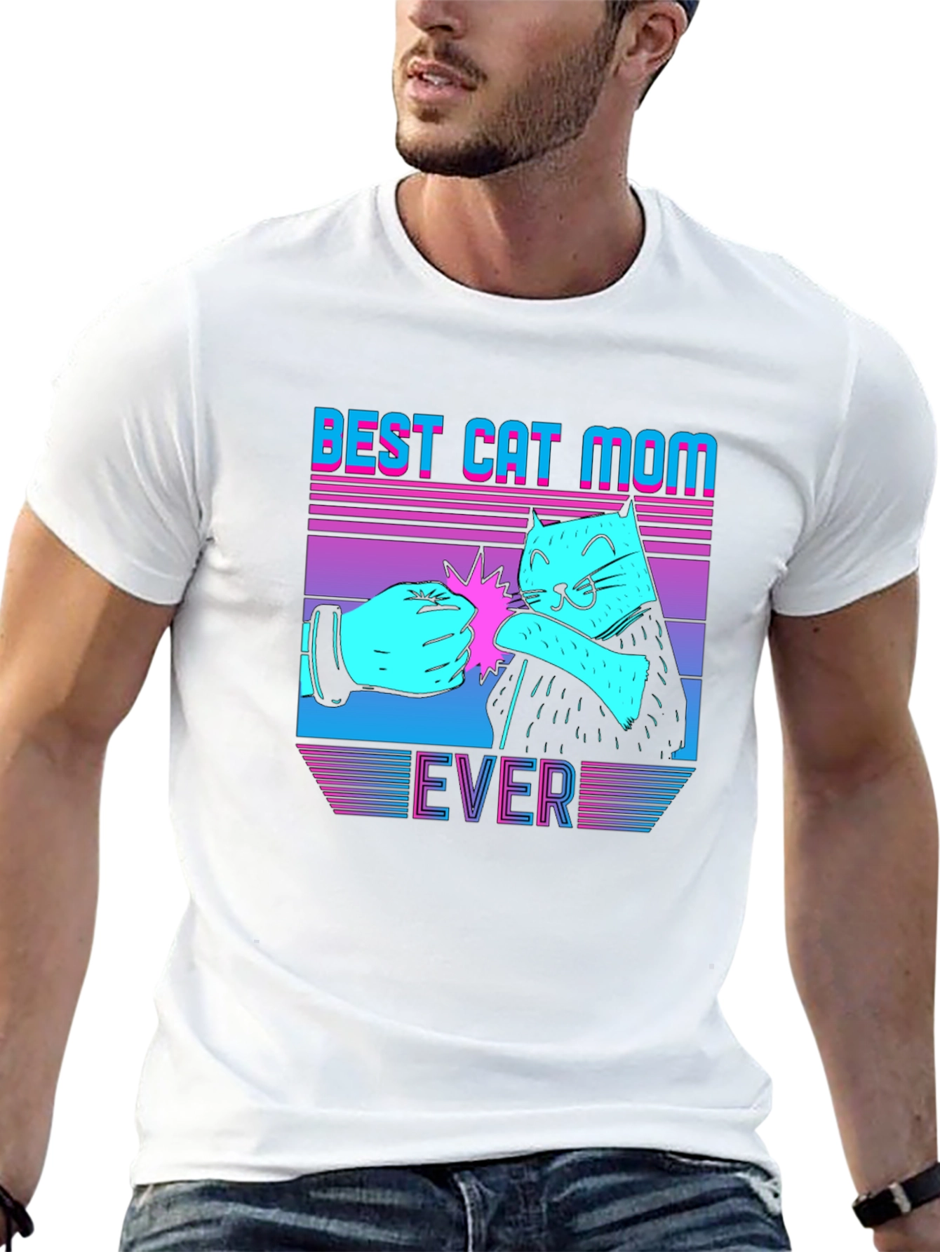 Black Best Cat Mom Ever Graphic Tee view 13