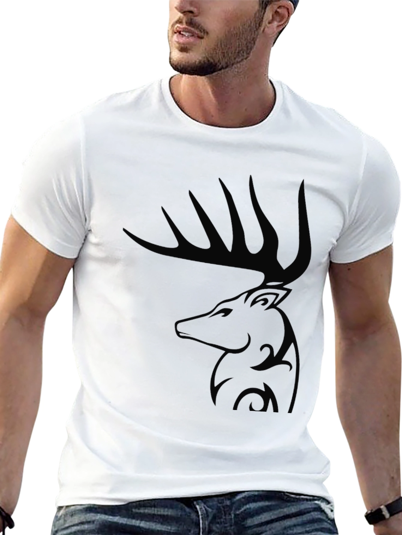 Black Black Deer Graphic Tee - Stylish Men's Casual T-Shirt view 13