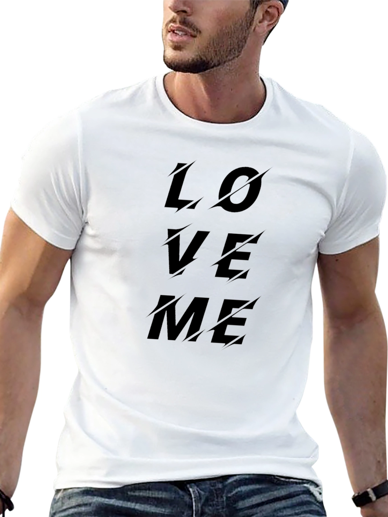 Black Love Me Graphic Print Black T-Shirt view 13