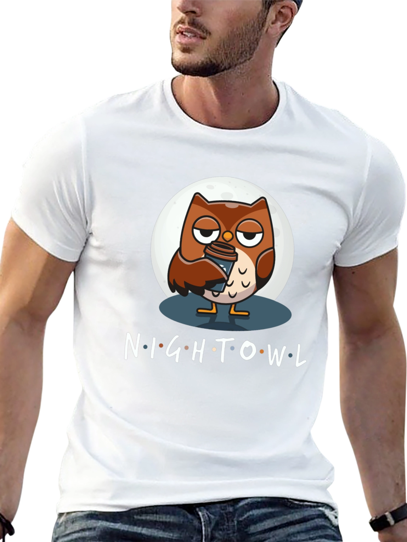 Black Night Owl Coffee T-Shirt - Black Cotton Blend view 13