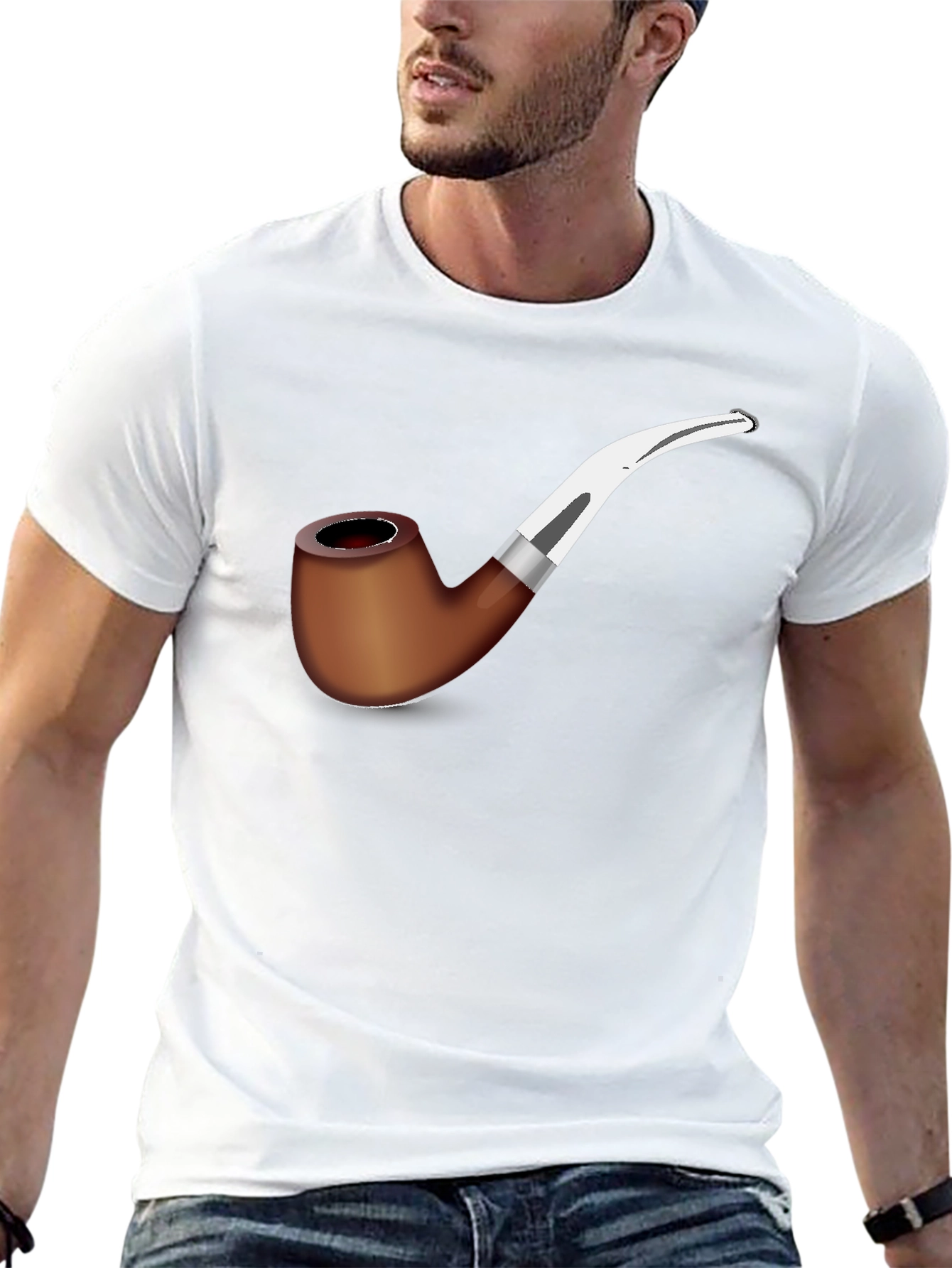 Black Stylish Pipe Graphic T-Shirt - Black Cotton Blend view 13