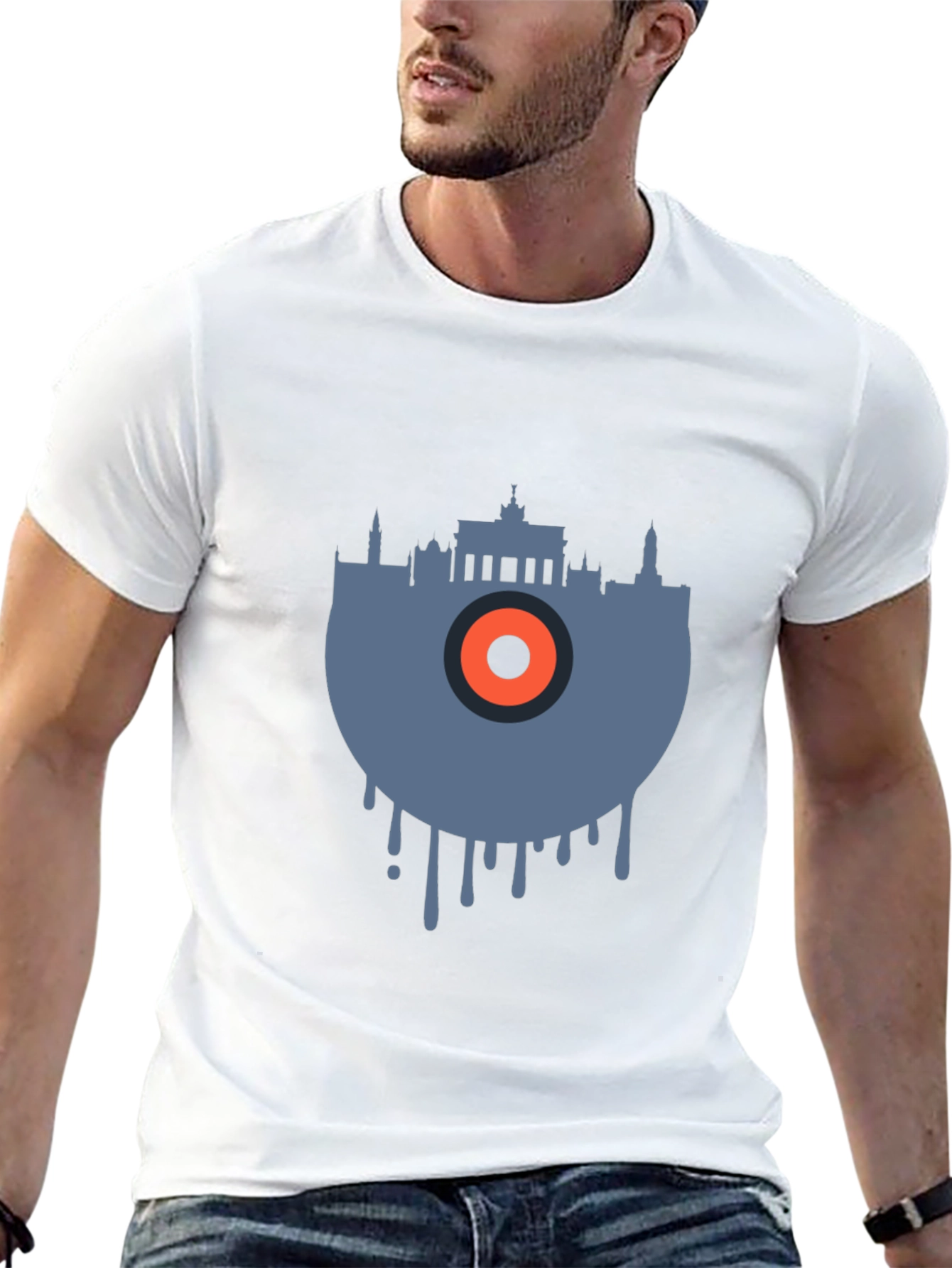 Black Berlin Skyline Vinyl Graphic Tee - Cool Urban Style view 13