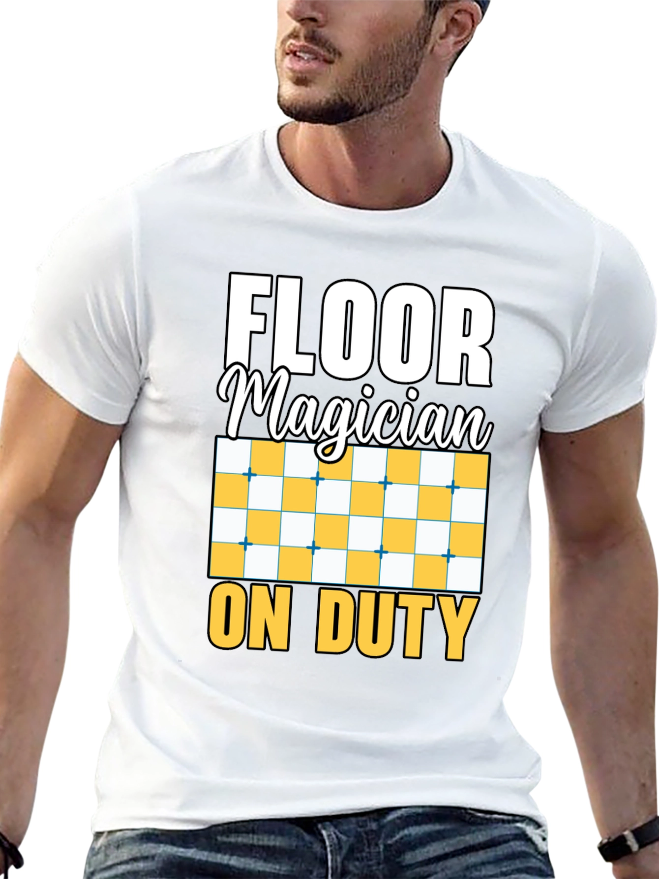 Black Floor Magician On Duty Funny T-Shirt view 13