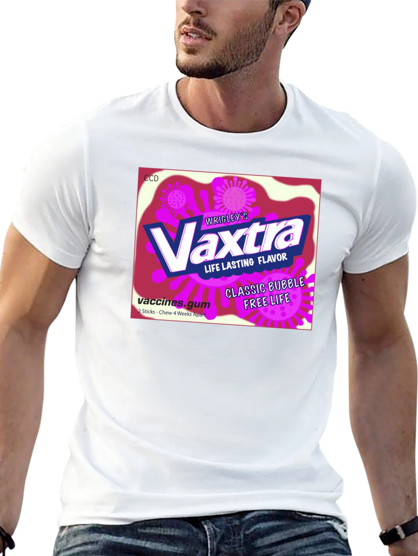 Black Vaxtra Gum T-Shirt - Funny Vaccine Design view 13