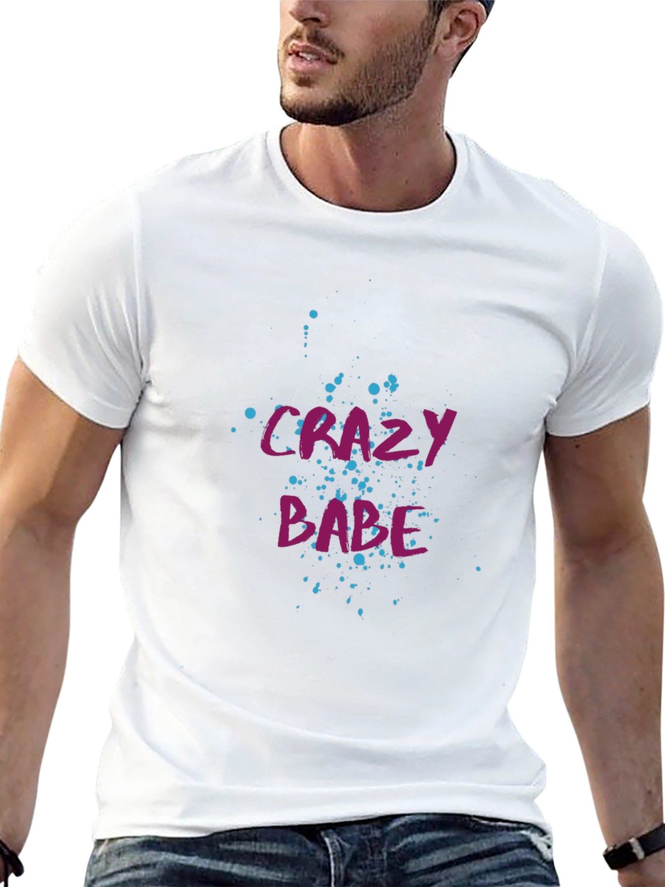 Black Crazy Babe Graphic Tee - Black Cotton T-Shirt view 13