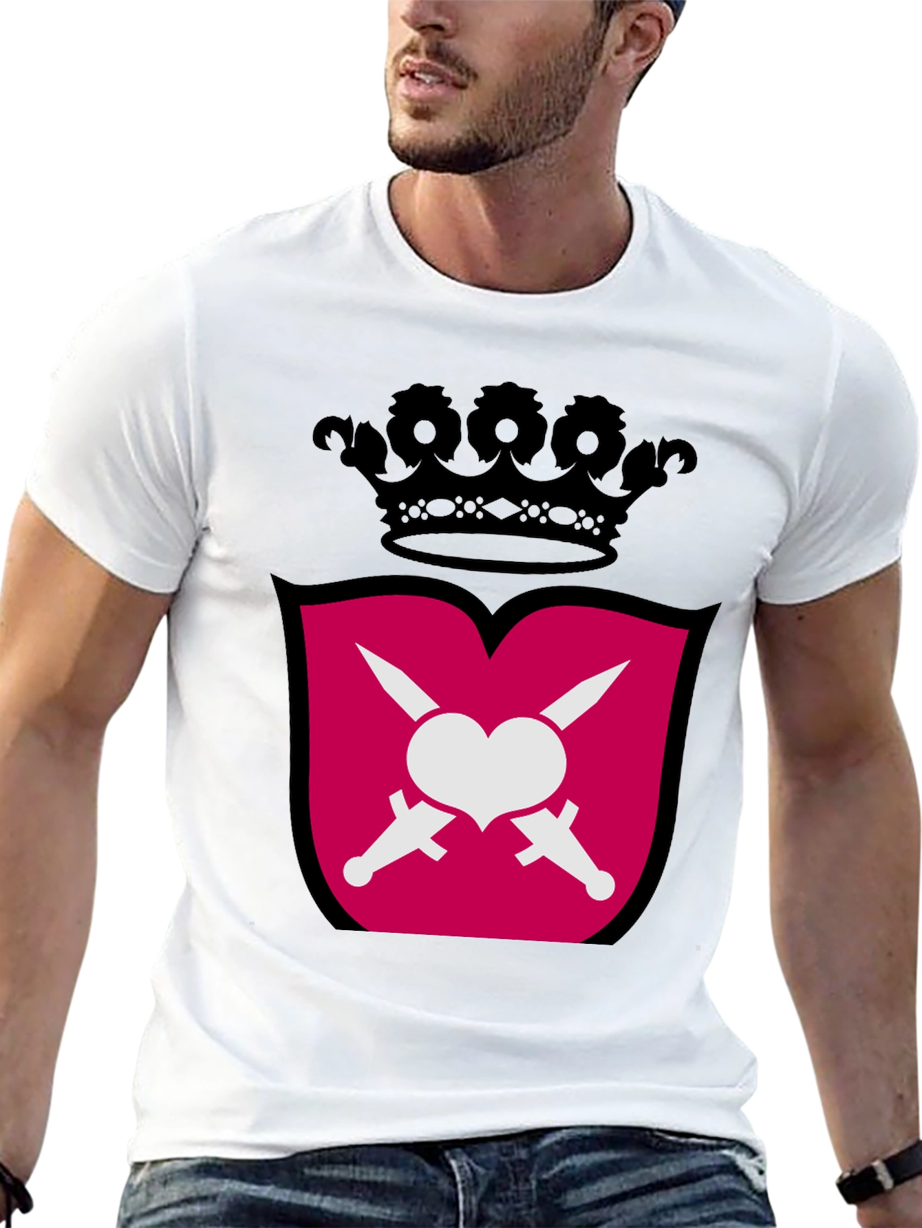 Black Heart & Swords Crest Graphic T-Shirt view 13
