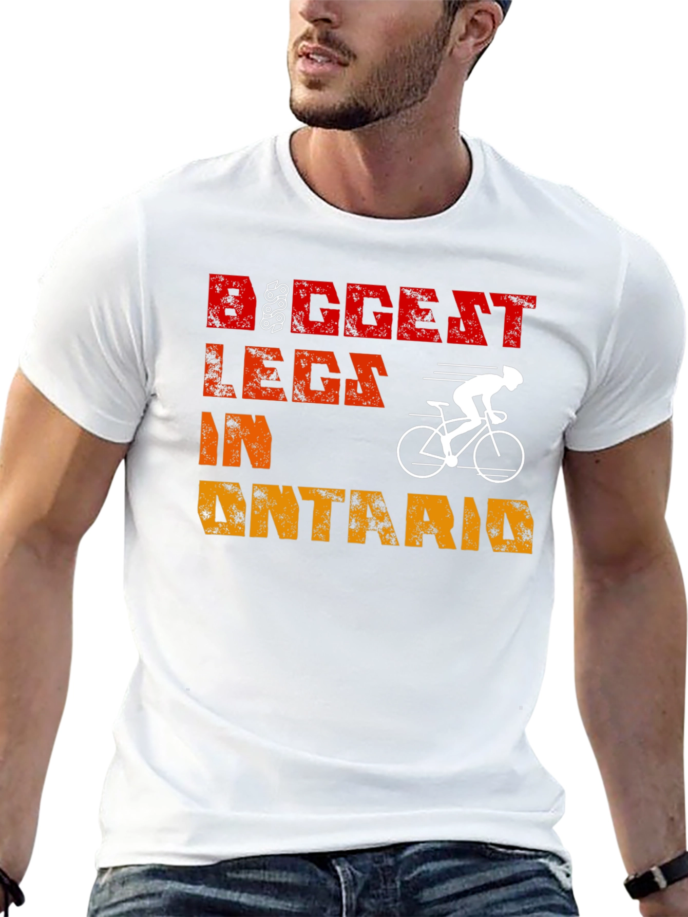 Black Biggest Legs in Ontario Cycling T-Shirt view 13