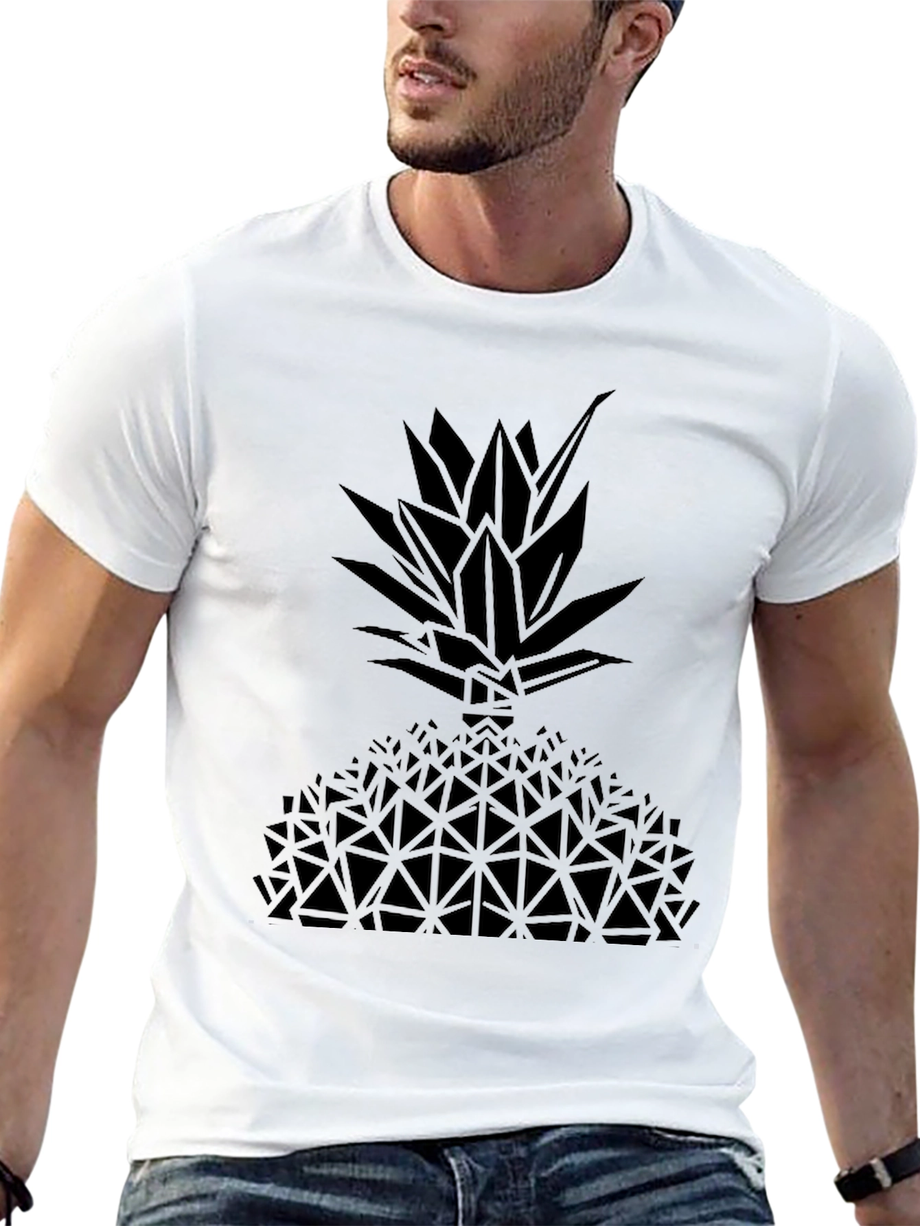 Black Geometric Pineapple Graphic Tee - Black view 13
