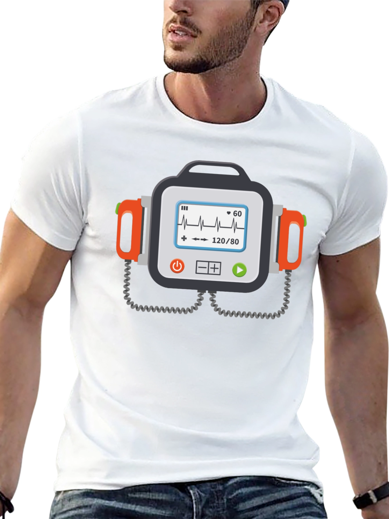 Black Defibrillator Funny Graphic Tee view 13