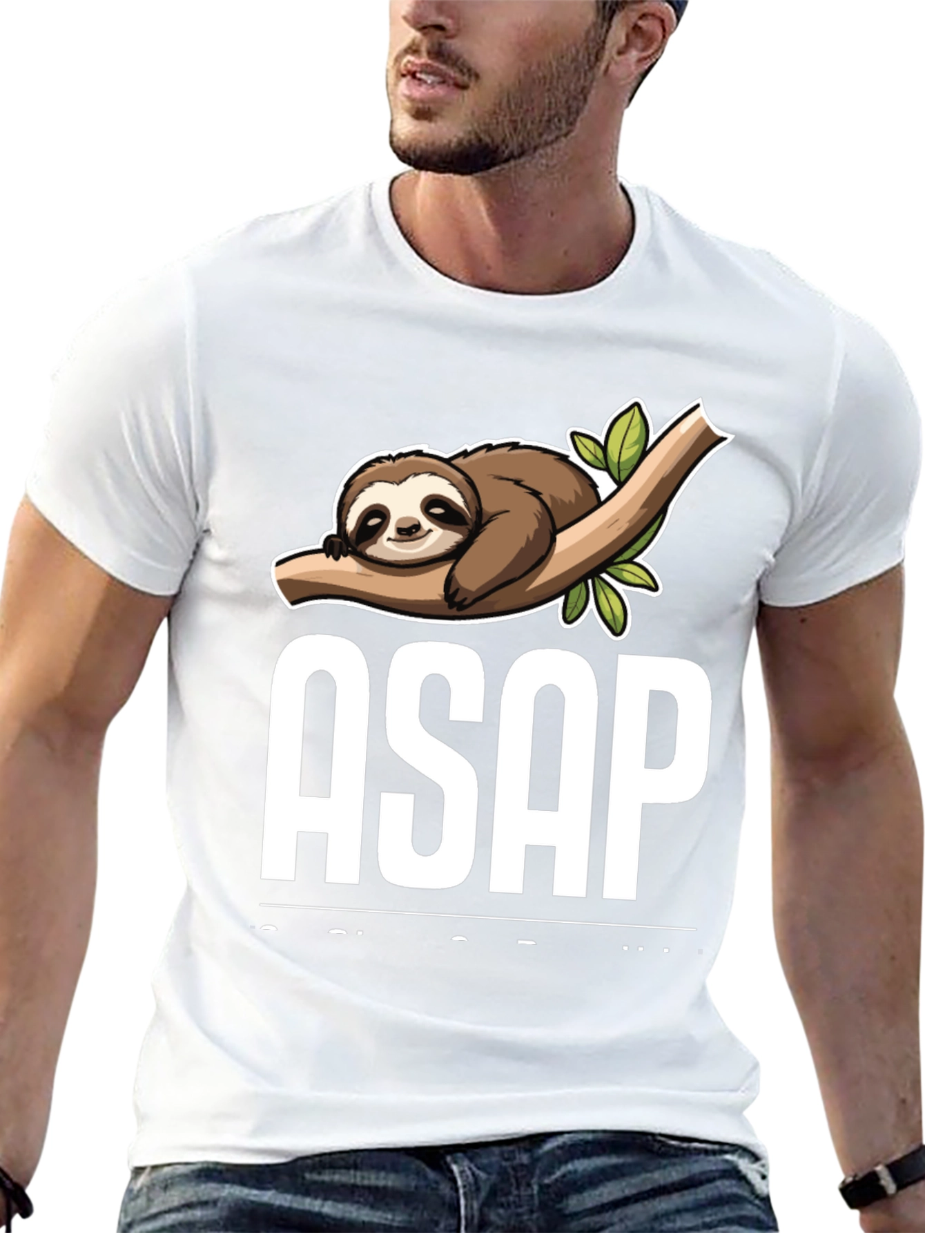 Black Funny Sloth ASAP T-Shirt - Lazy Humor Tee view 13