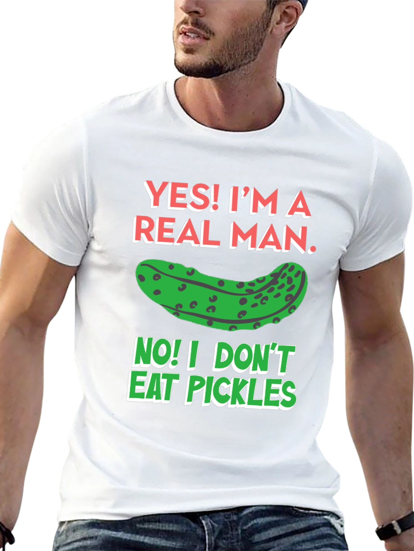 Black Funny Pickle T-Shirt - Real Man Humor Tee view 13