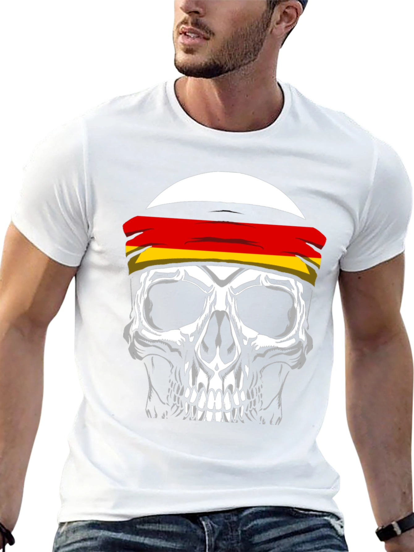 Skull with German Flag Headband Graphic Tee - 13