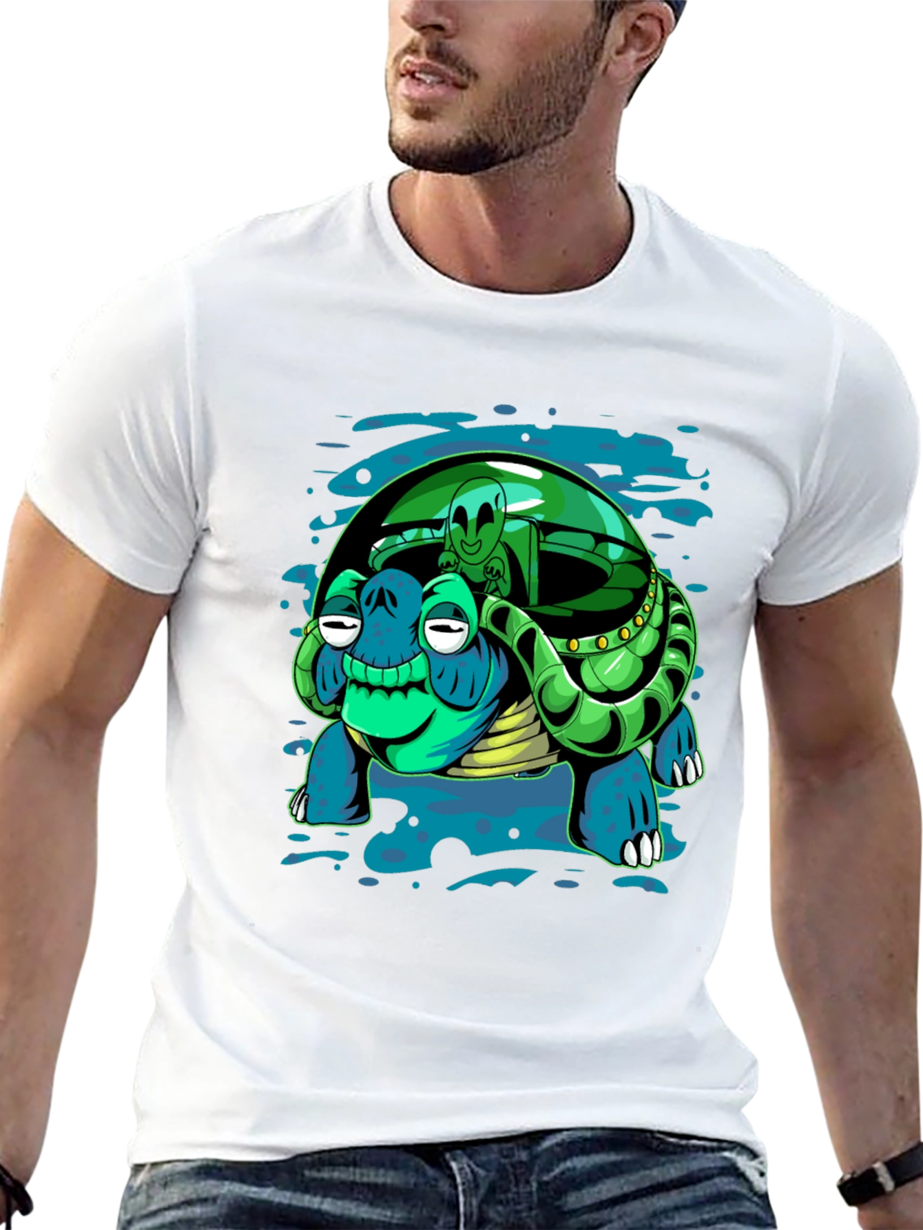 Black Alien Turtle Graphic T-Shirt view 13