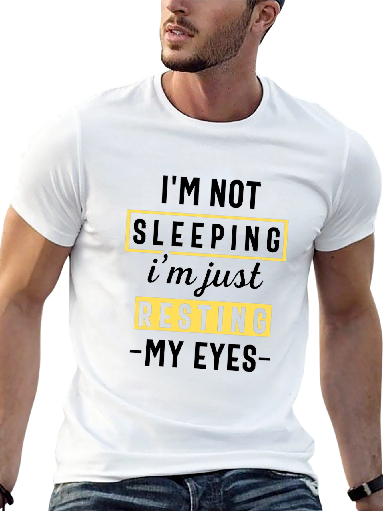 Black I'm Not Sleeping T-Shirt - Funny Resting Eyes Tee view 13